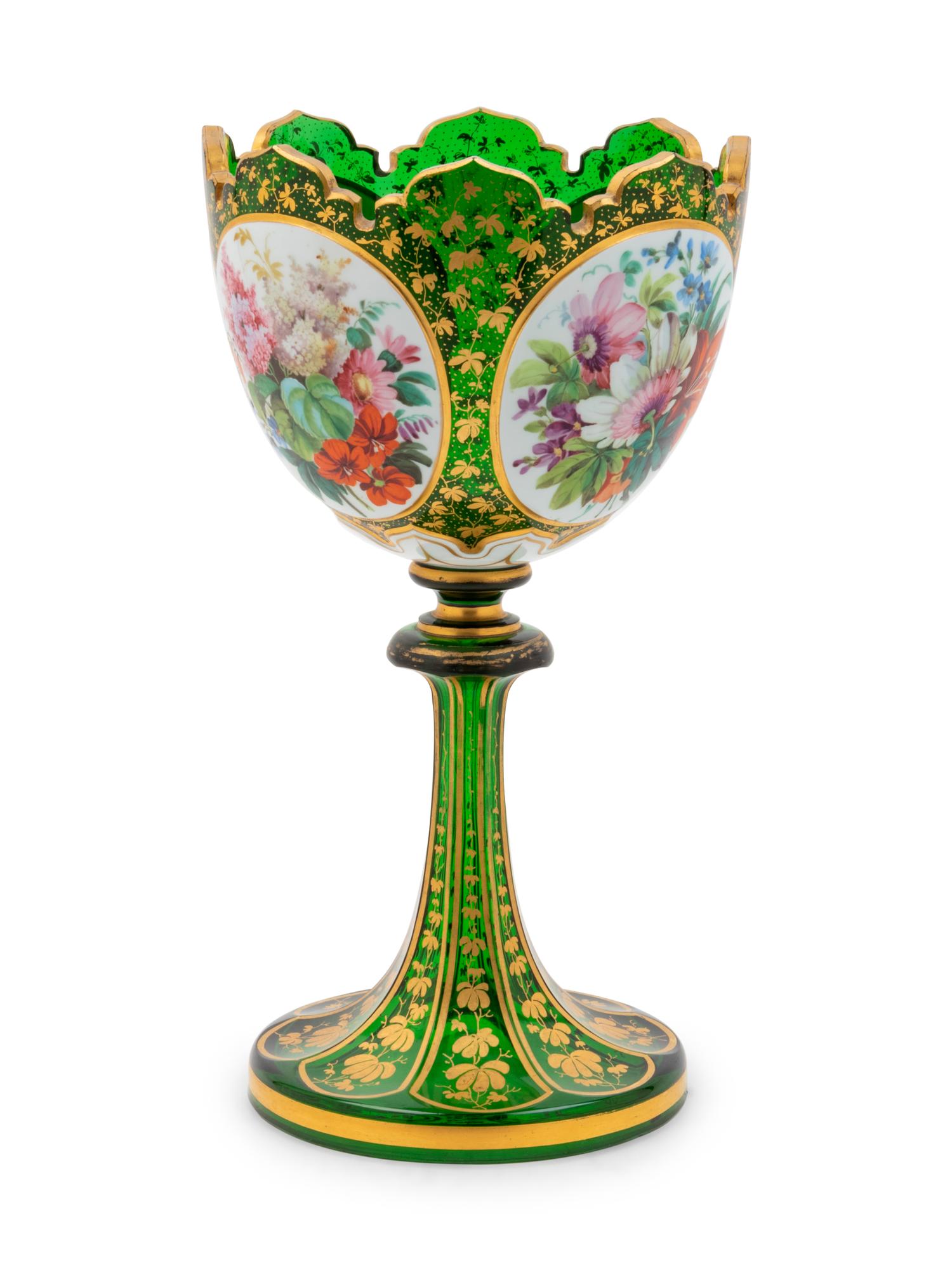 A Bohemian Enameled Glass Vase