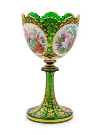 A Bohemian Enameled Glass Vase