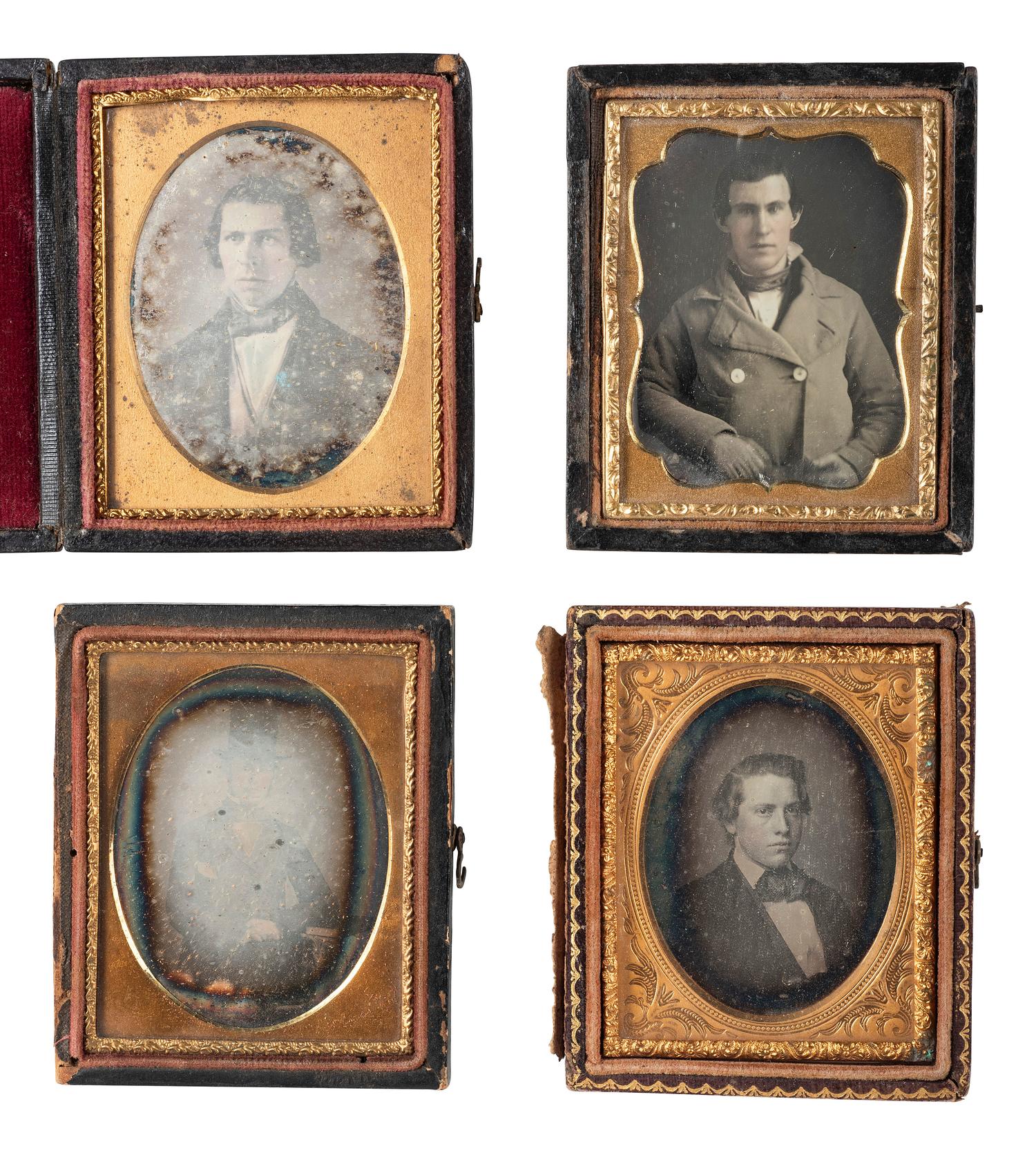 [EARLY PHOTOGRAPHY]. 28 ninth plate daguerreotypes of men of various ages.