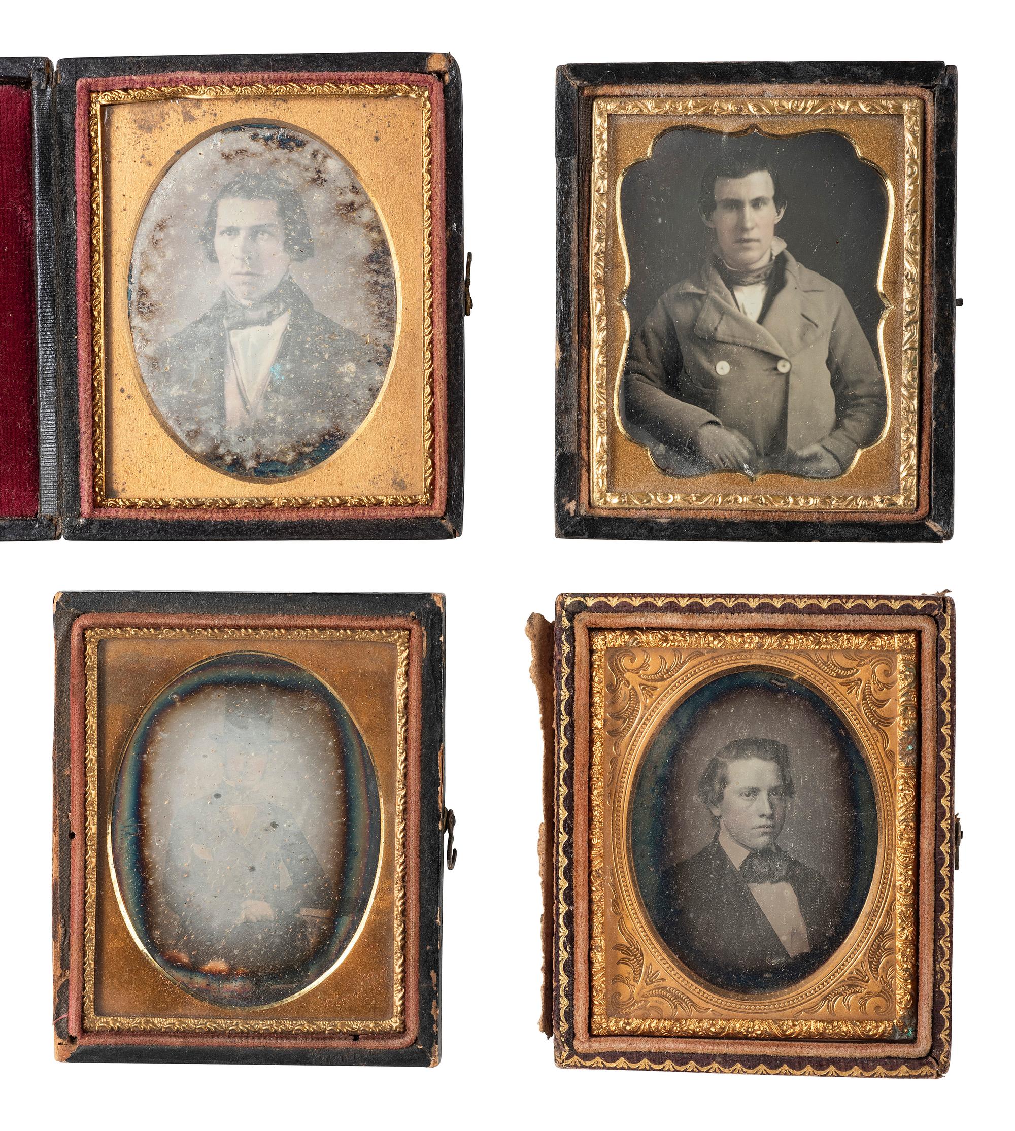 [EARLY PHOTOGRAPHY]. 28 ninth plate daguerreotypes of men of various ages.
