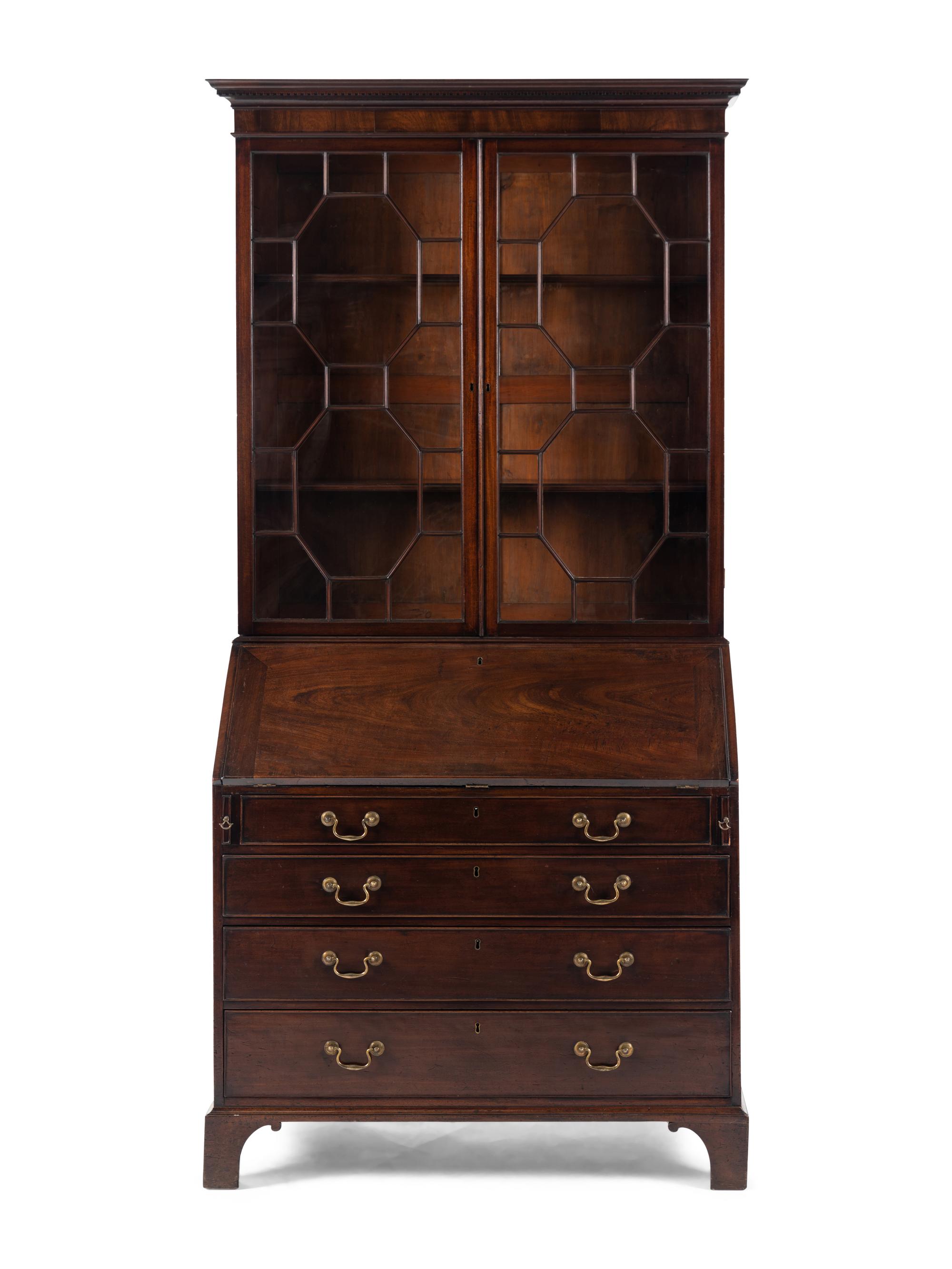 A George III Mahogany Bureau Bookcase