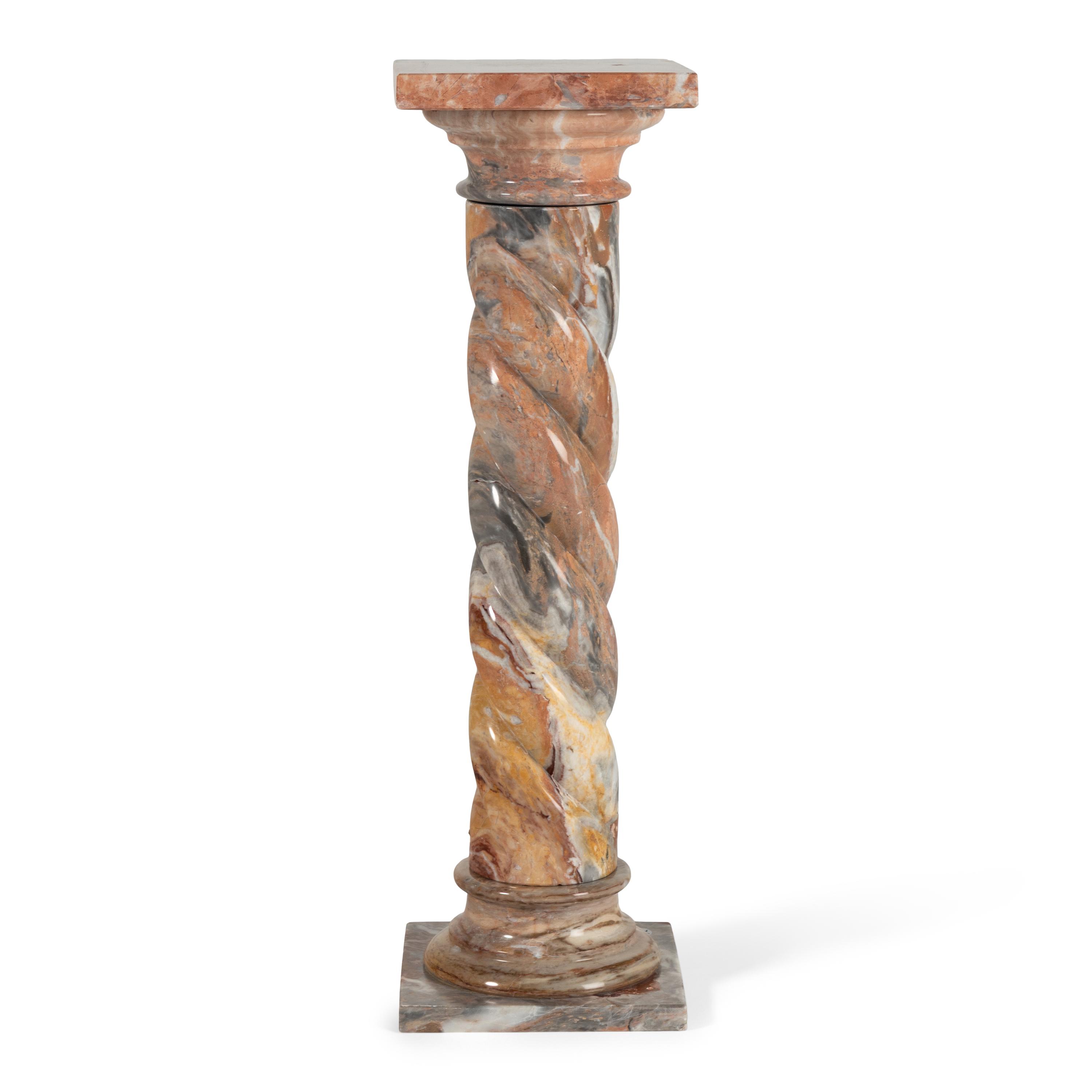 A Pair of Twist-Carved Marble Pedestals
