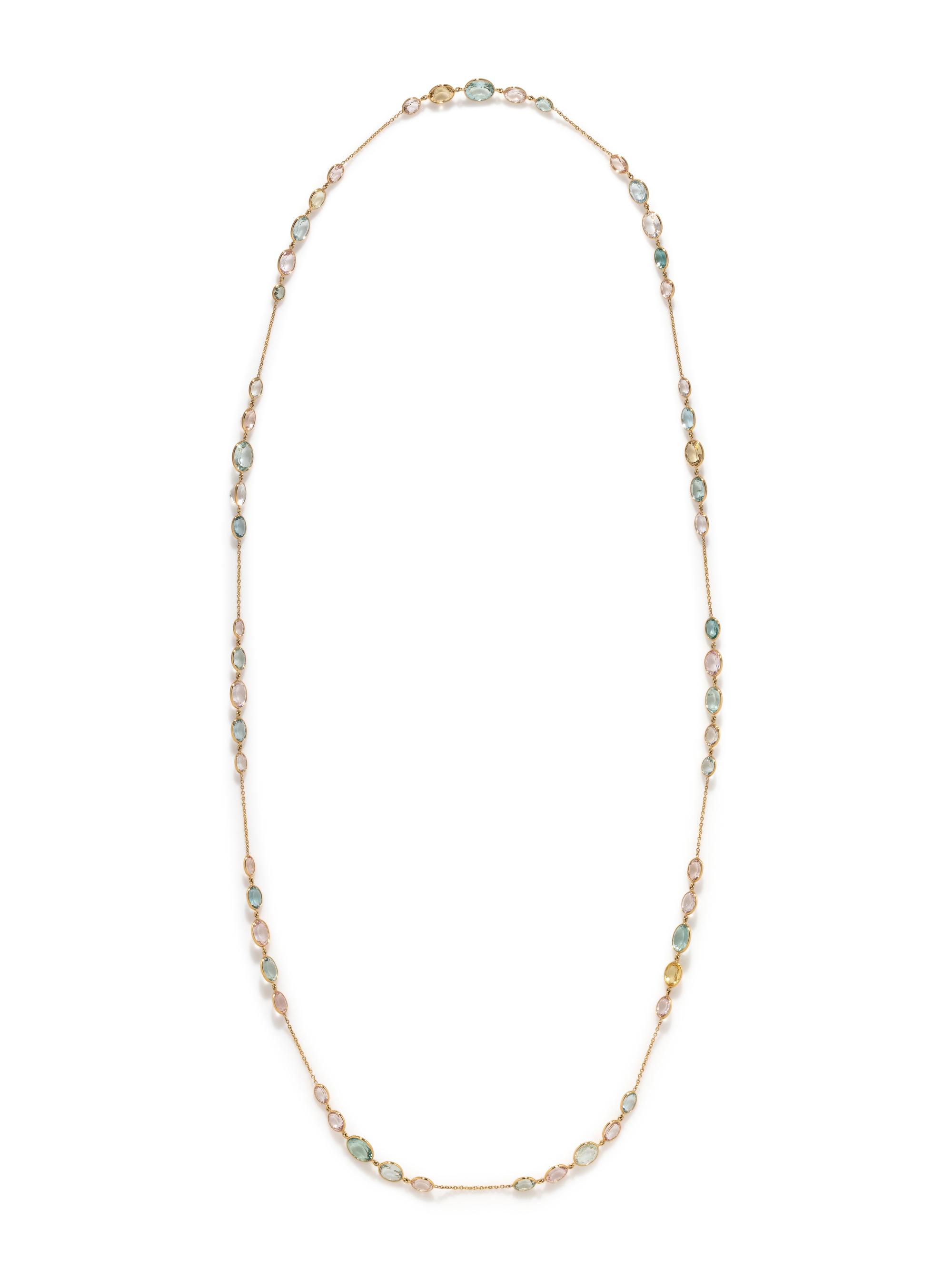YELLOW GOLD AND MULTIGEM NECKLACE