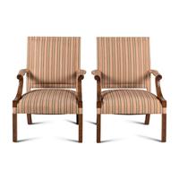 A Pair of George III Style Mahogany Library Armchairs