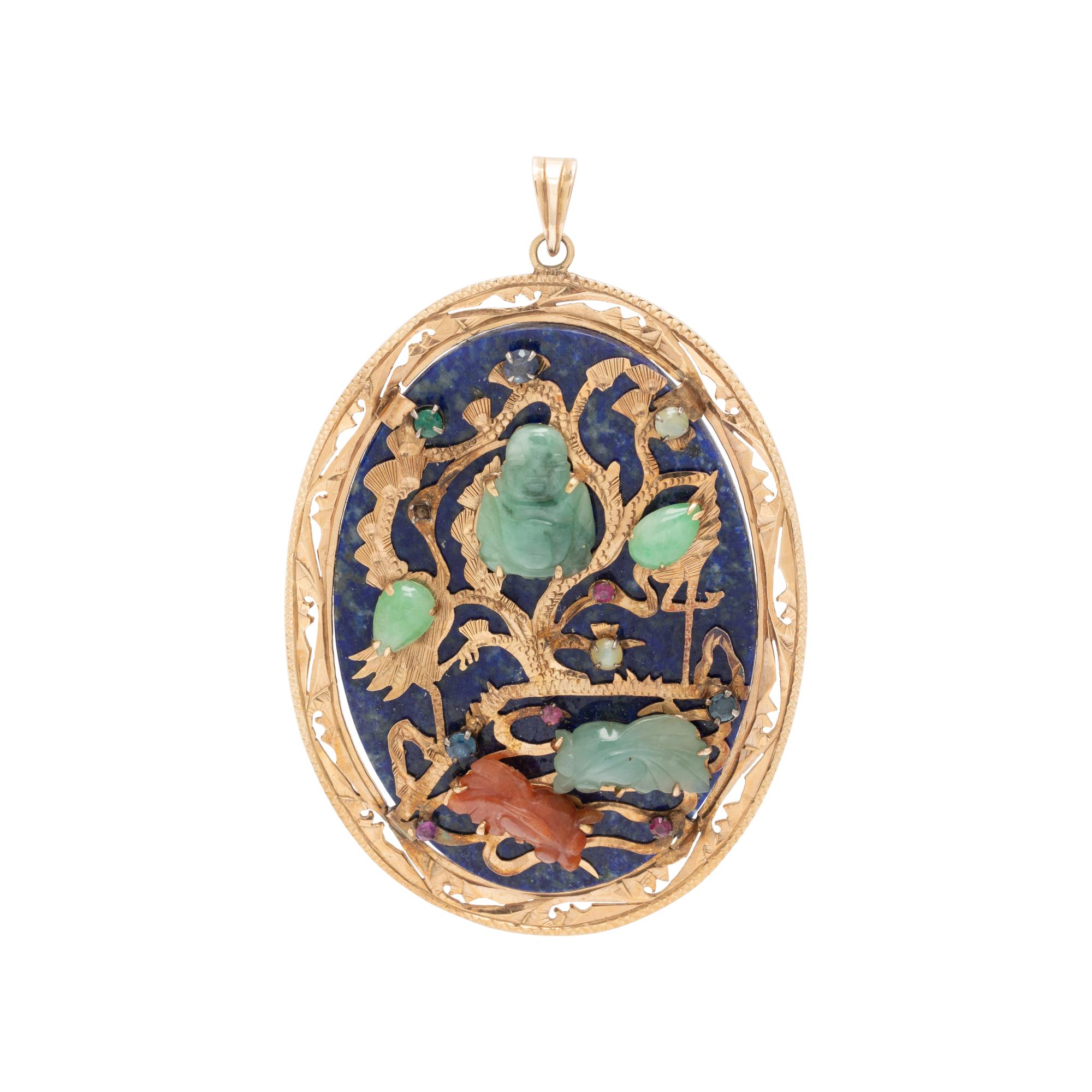 YELLOW GOLD AND MULTIGEM PENDANT