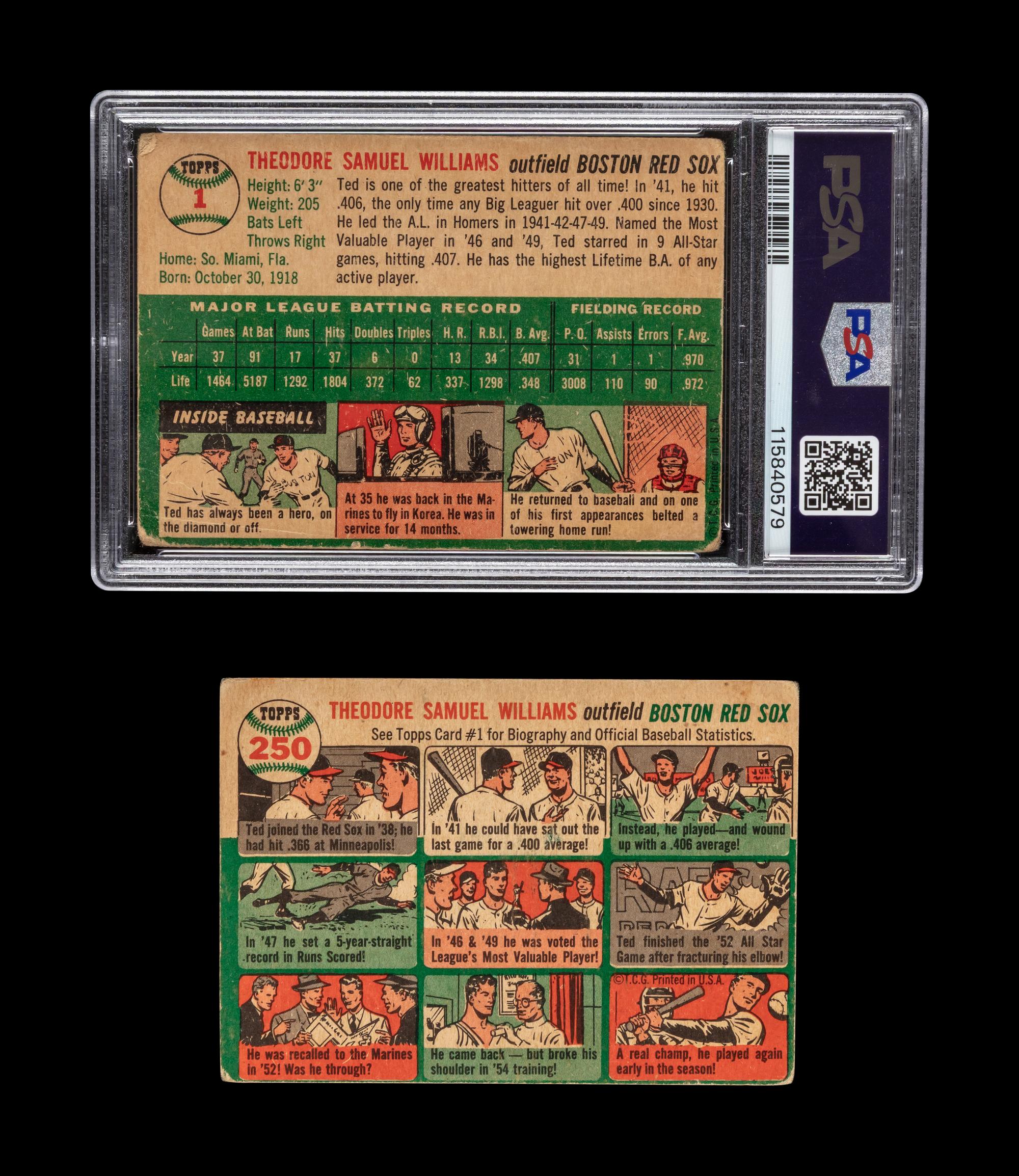 A Collection of PSA Graded 1954 Topps Ted Williams Baseball Cards
