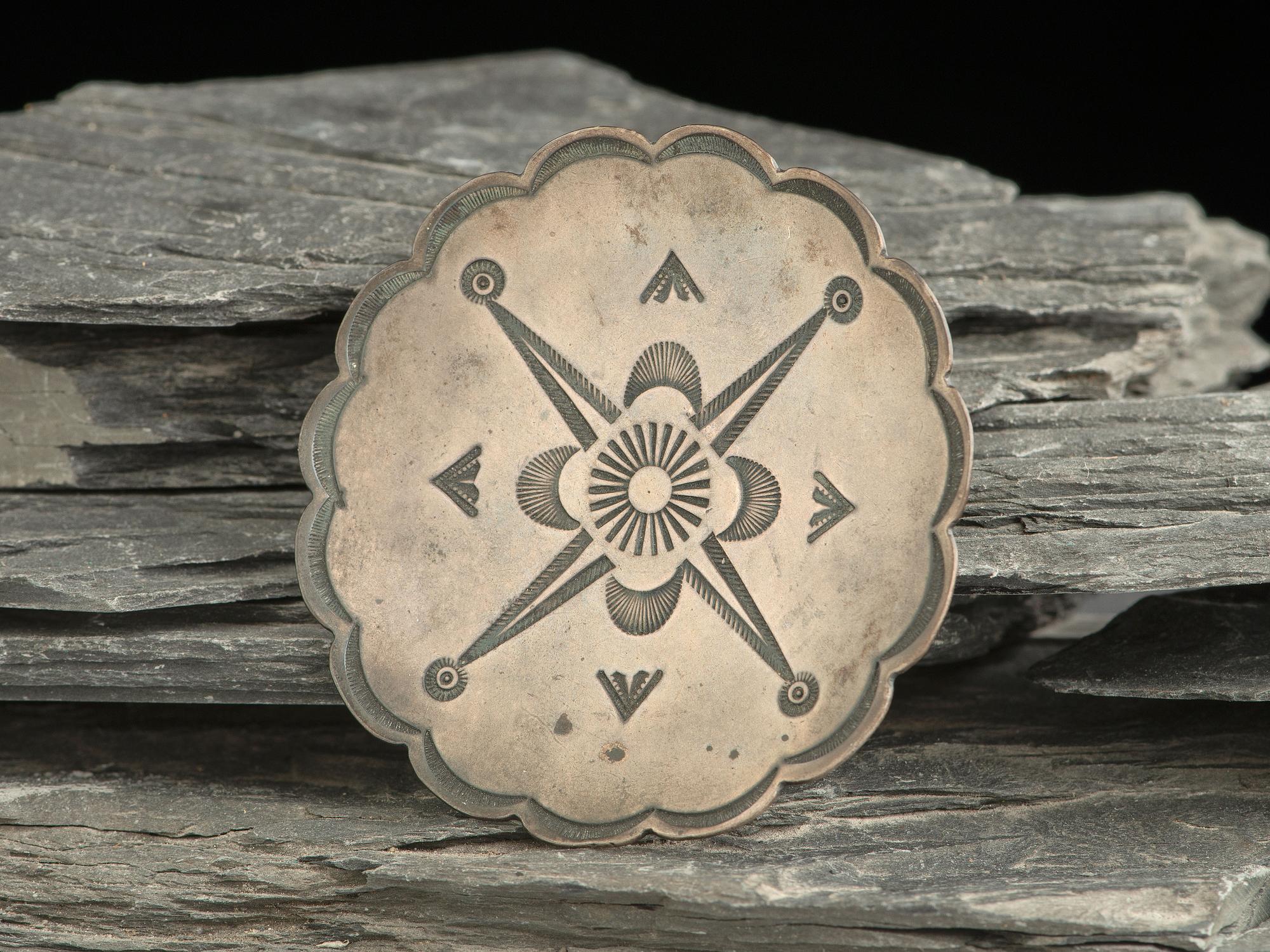 Navajo Stamped Silver Ash Tray