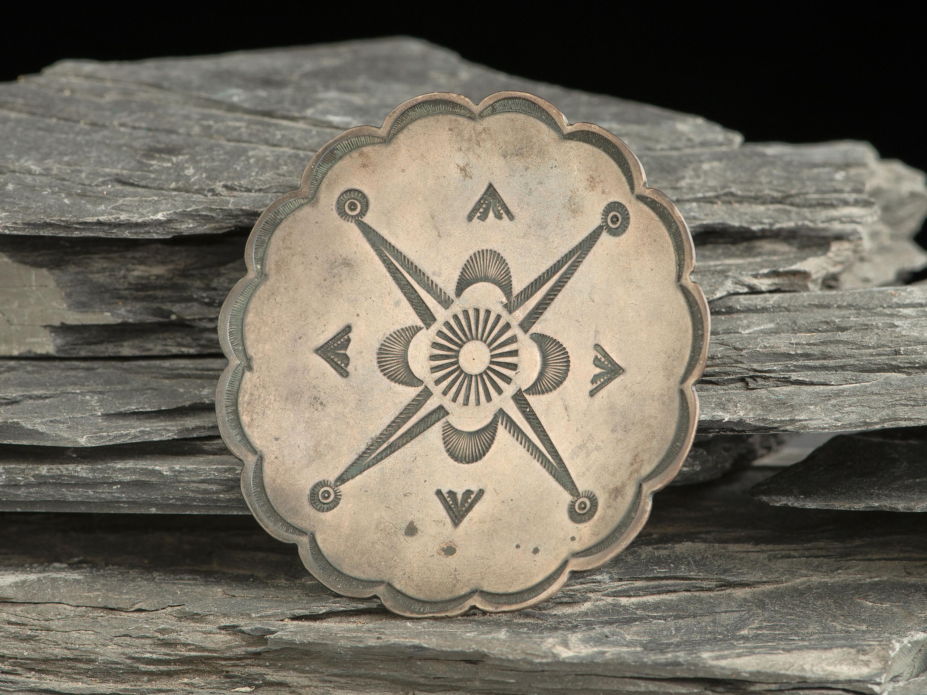Navajo Stamped Silver Ash Tray