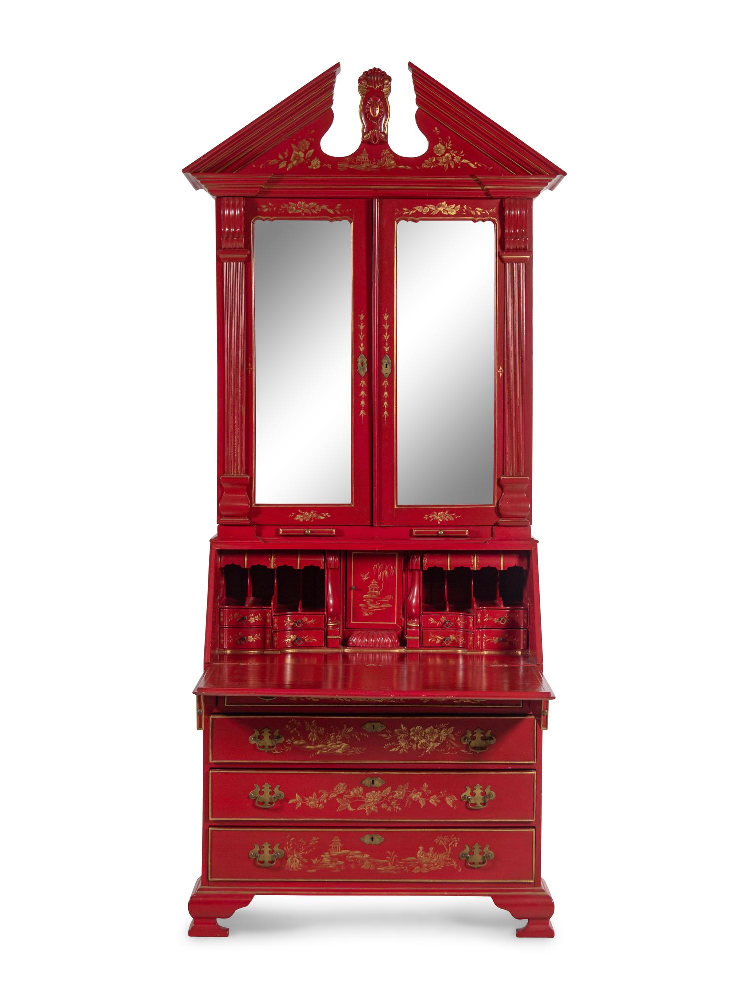 A Georgian Style Painted Secretary Bookcase
