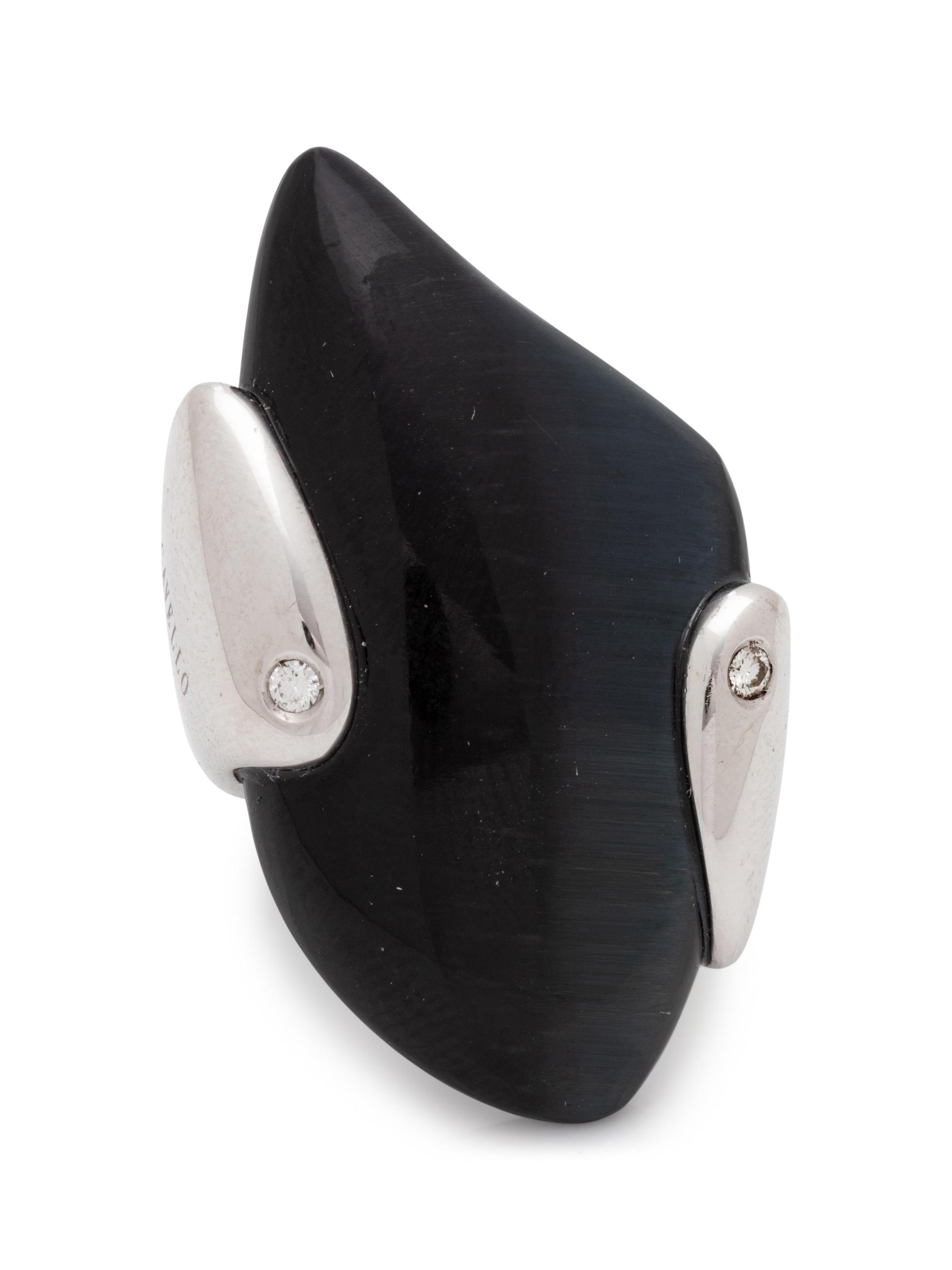 An 18 Karat White Gold, Diamond and Hardstone Ring, Gavello,