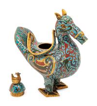 A Cloisonné Bird Form Teapot