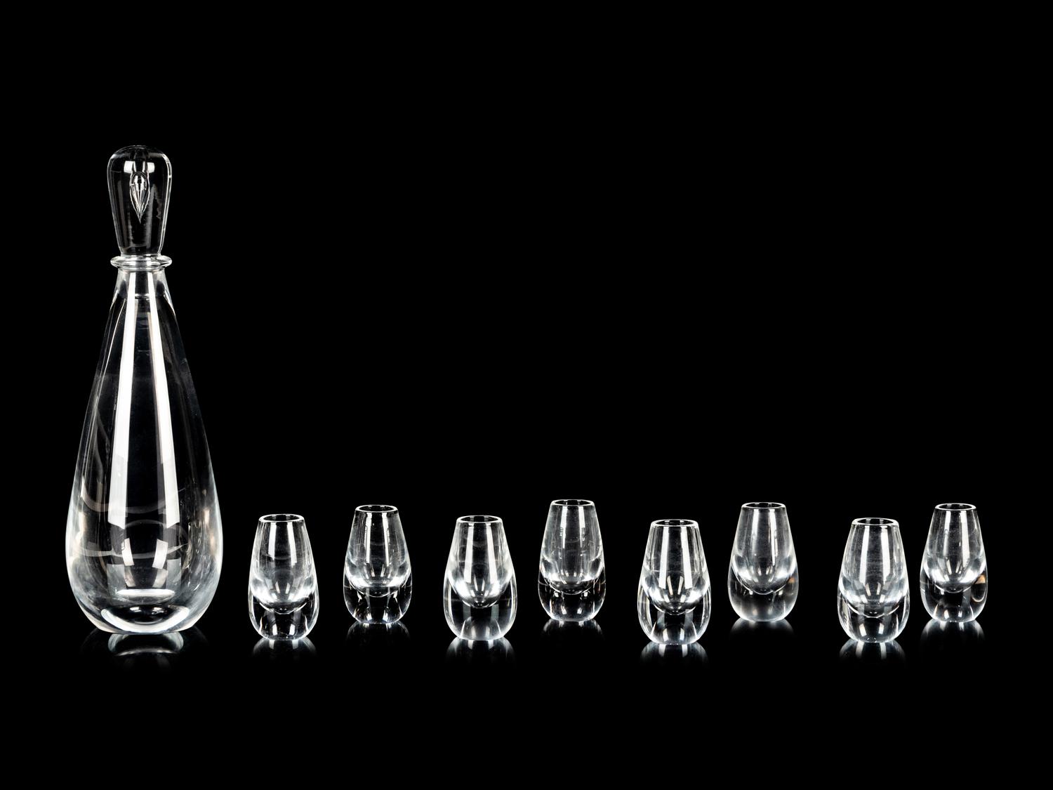 A Steuben Glass Decanter and Cordial Set