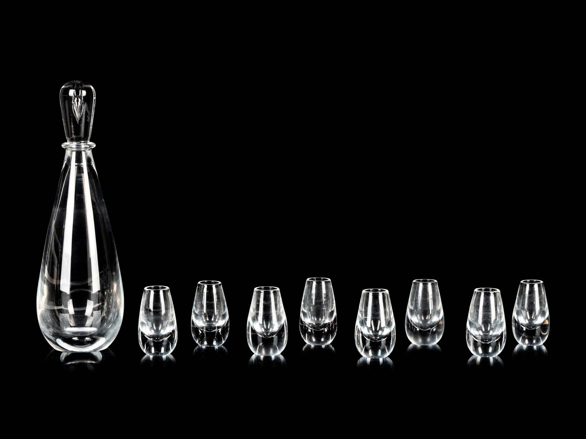 A Steuben Glass Decanter and Cordial Set