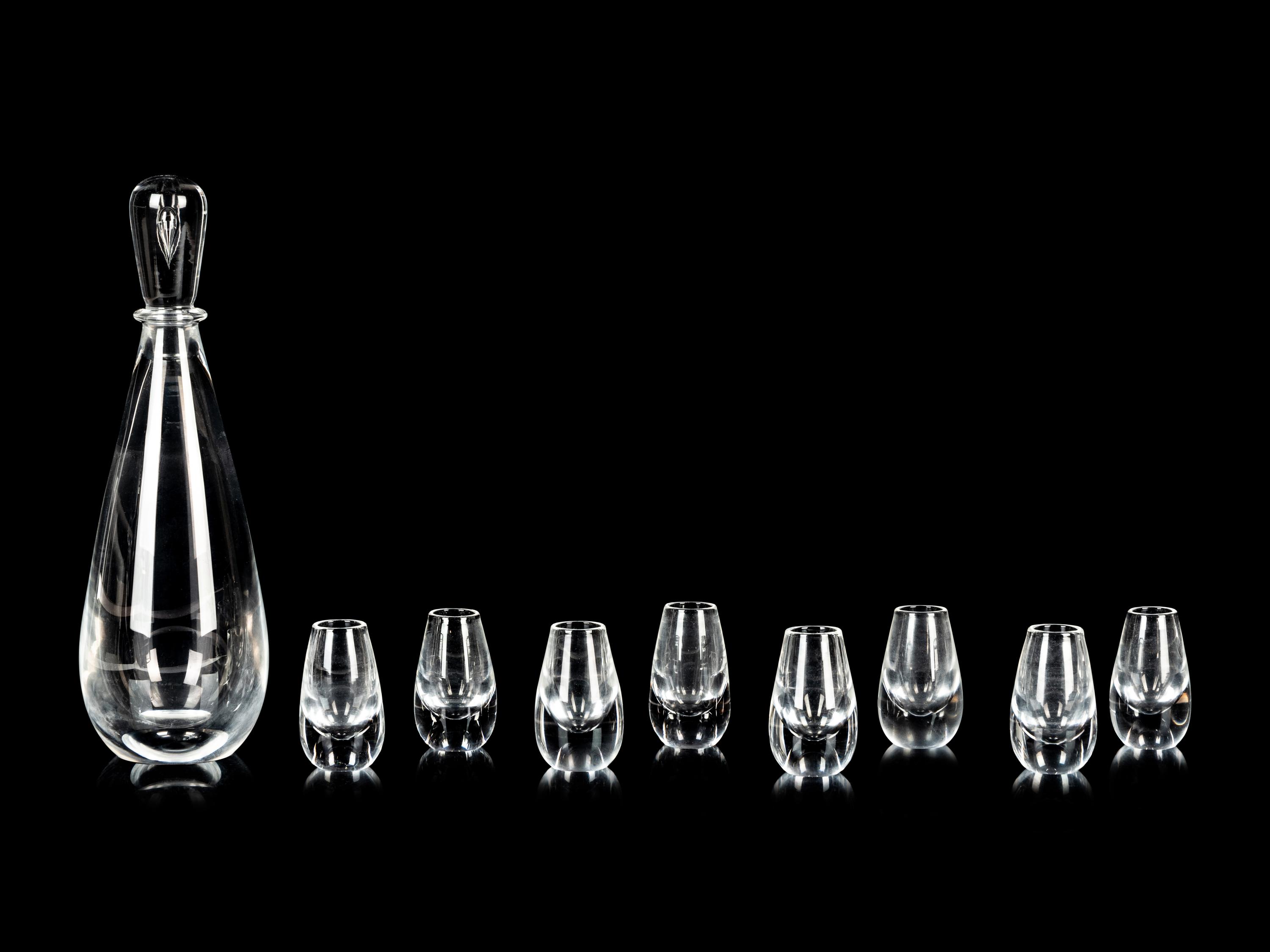 A Steuben Glass Decanter and Cordial Set