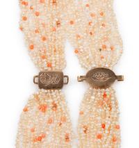 14k Gold, Pearl, and Coral Multi-Strand Necklace