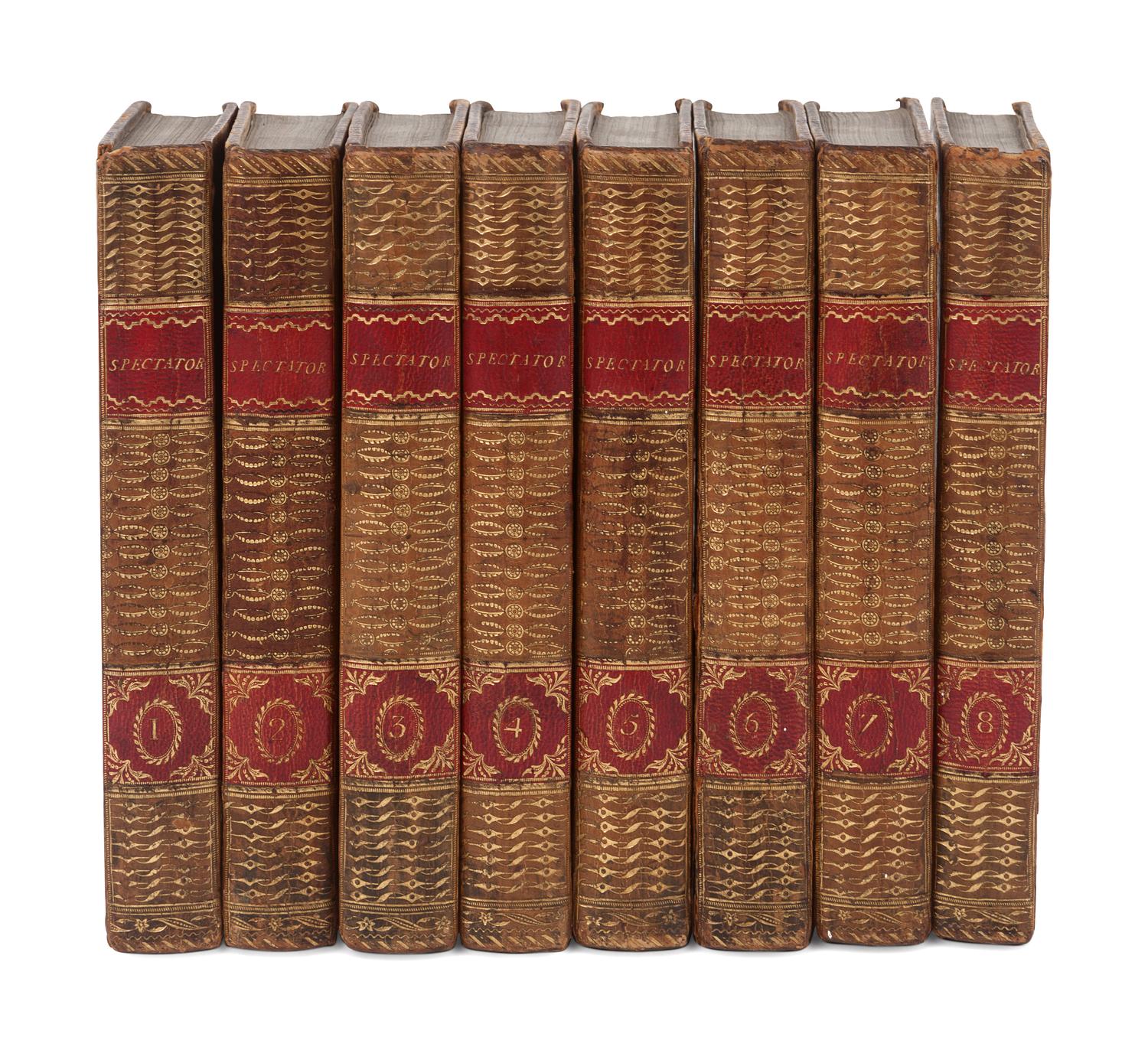 [BINDINGS] -- [SPECTATOR]. [By Addison, Steele & others]. The Spectator . London: for Messrs Payne, Davis, Longman, et al, [ca 1788].