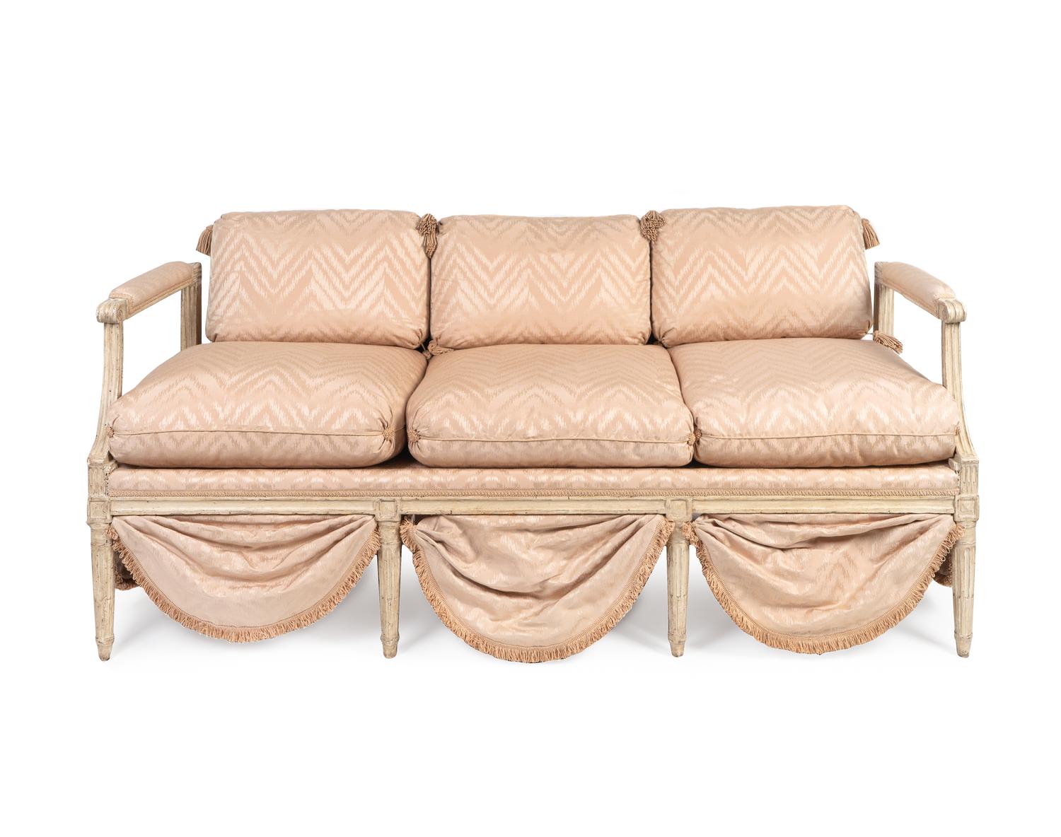 A Louis XVI Style Grey-Painted Banquette