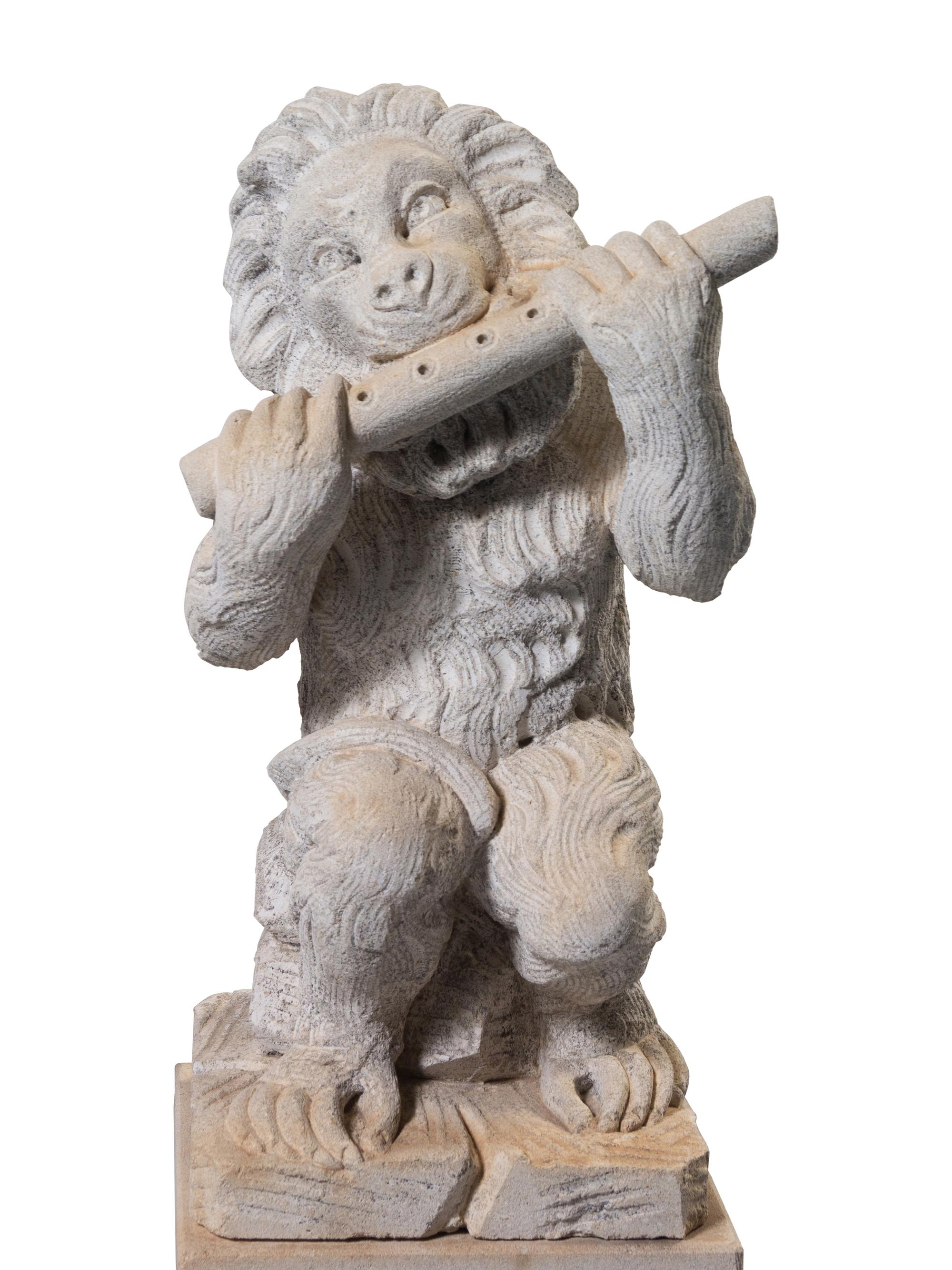 A Set of Four Italian Limestone Figures of Monkey Musicians