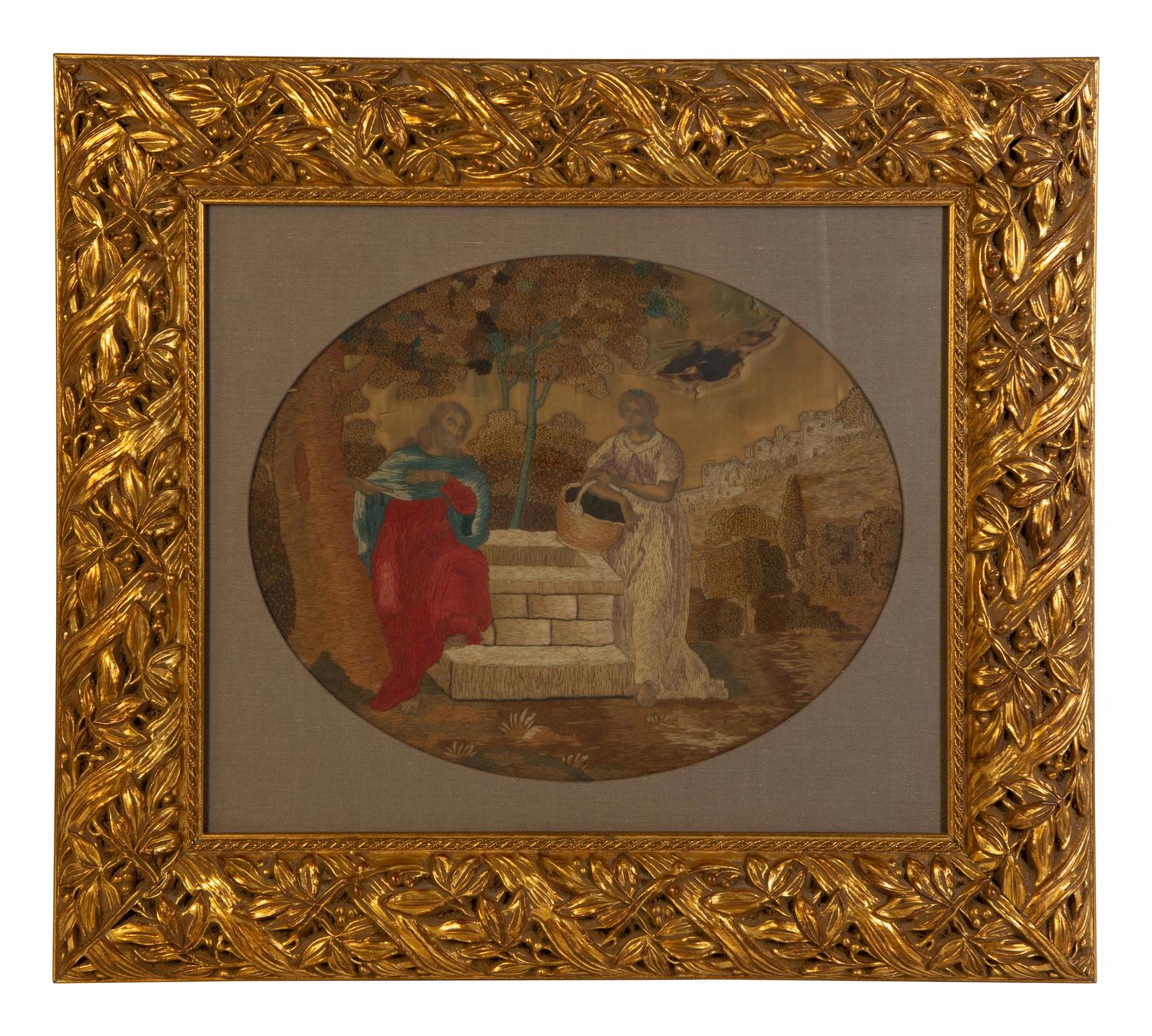 Four Needlework and Silk Pictures