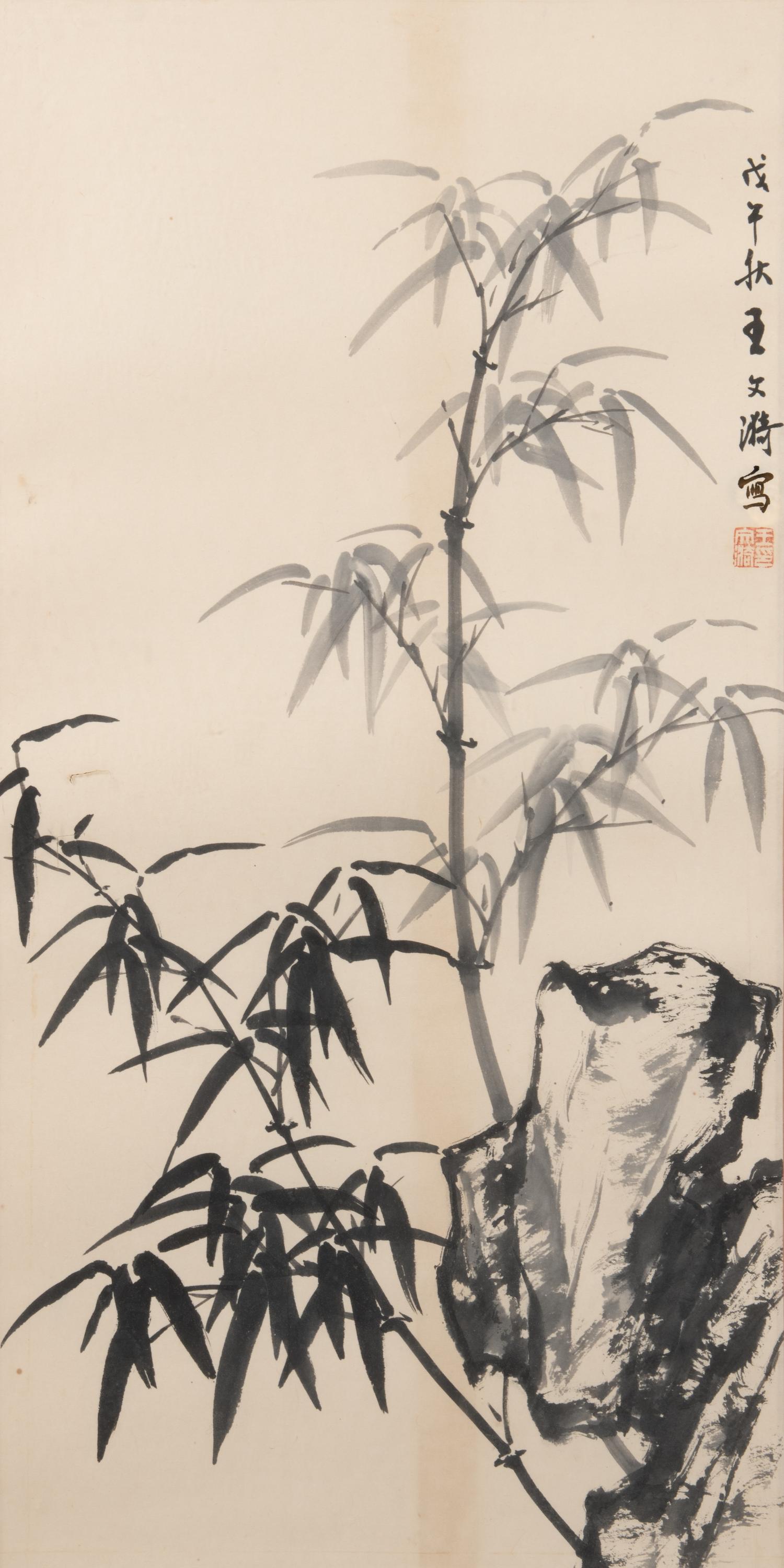 A Group of Four Chinese Bamboo Paintings and Calligraphy