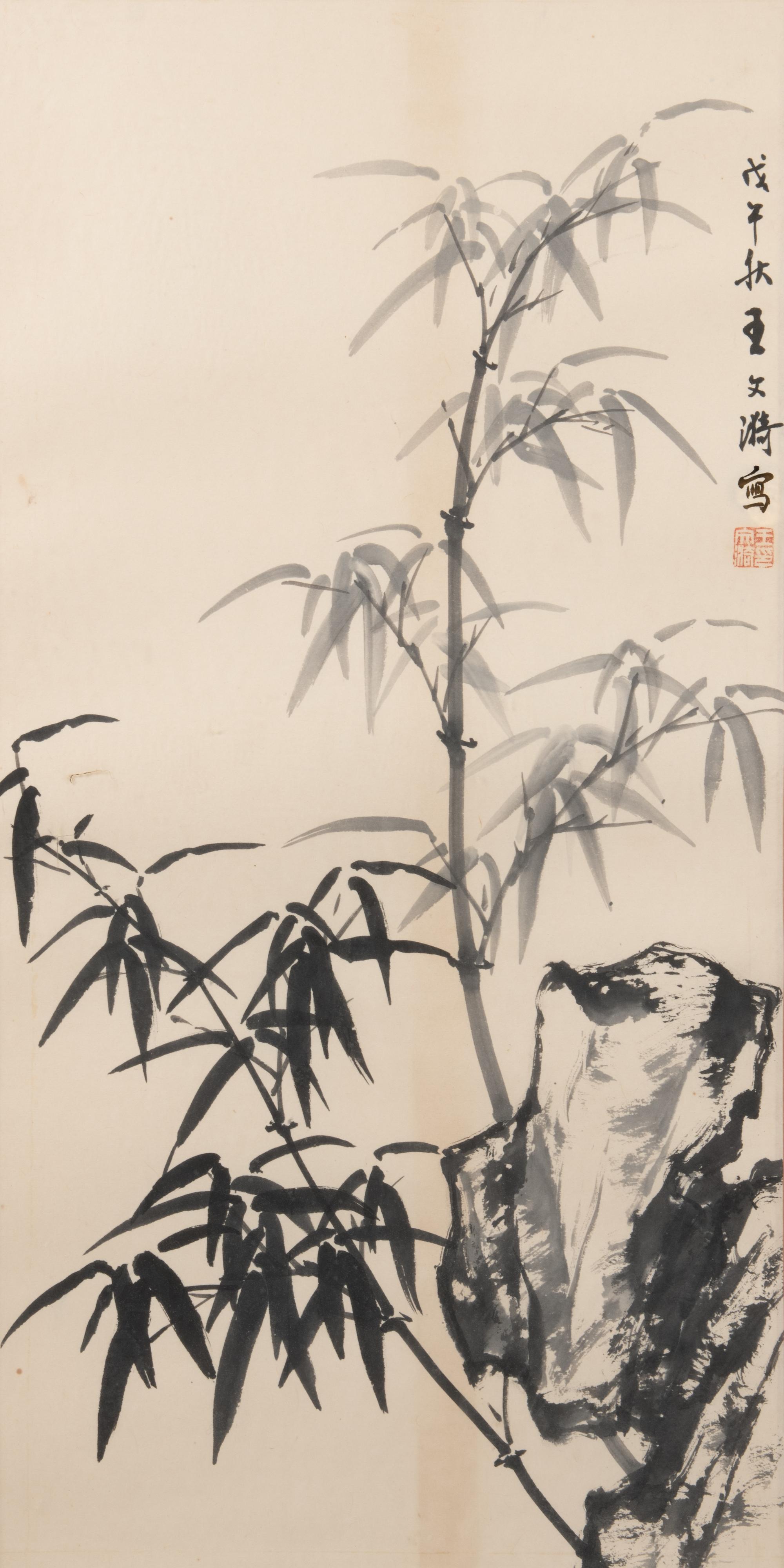 A Group of Four Chinese Bamboo Paintings and Calligraphy