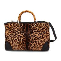 Gucci, Jaguar-Print Pony Bamboo Shopper Tote
