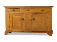A Country Yellow Painted Pine and Poplar Cupboard