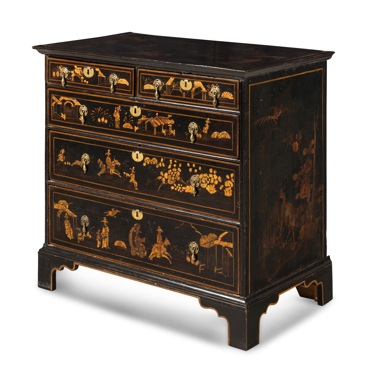 A George III Black-Japanned Chest of Drawers