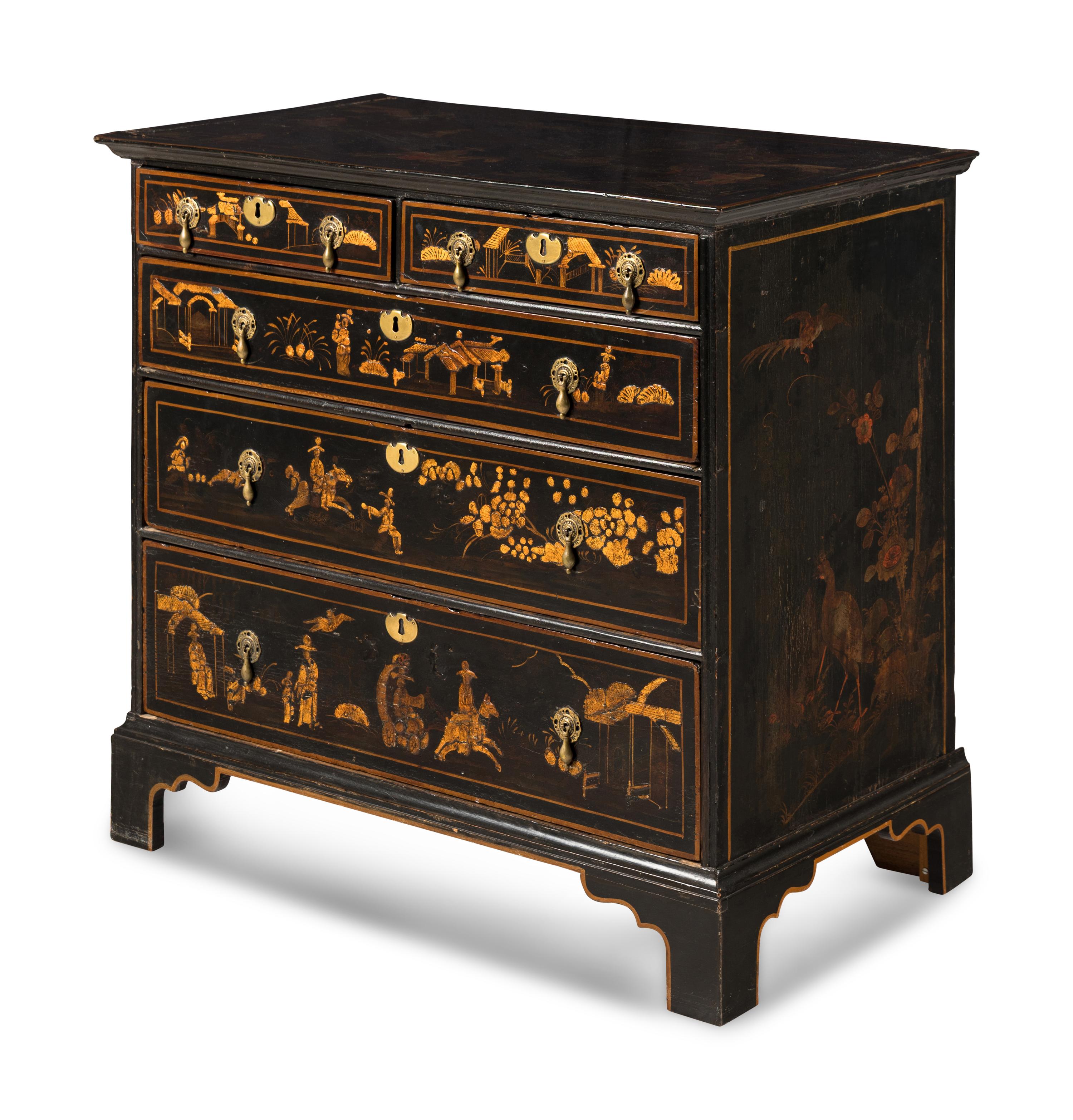 A George III Black-Japanned Chest of Drawers