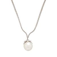DIAMOND AND CULTURED PEARL NECKLACE AND CULTURED PEARL STUD EARRINGS