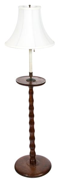 A Mahogany Barley Twist Table Lamp Height 52 x diameter 12 1/4 inches.