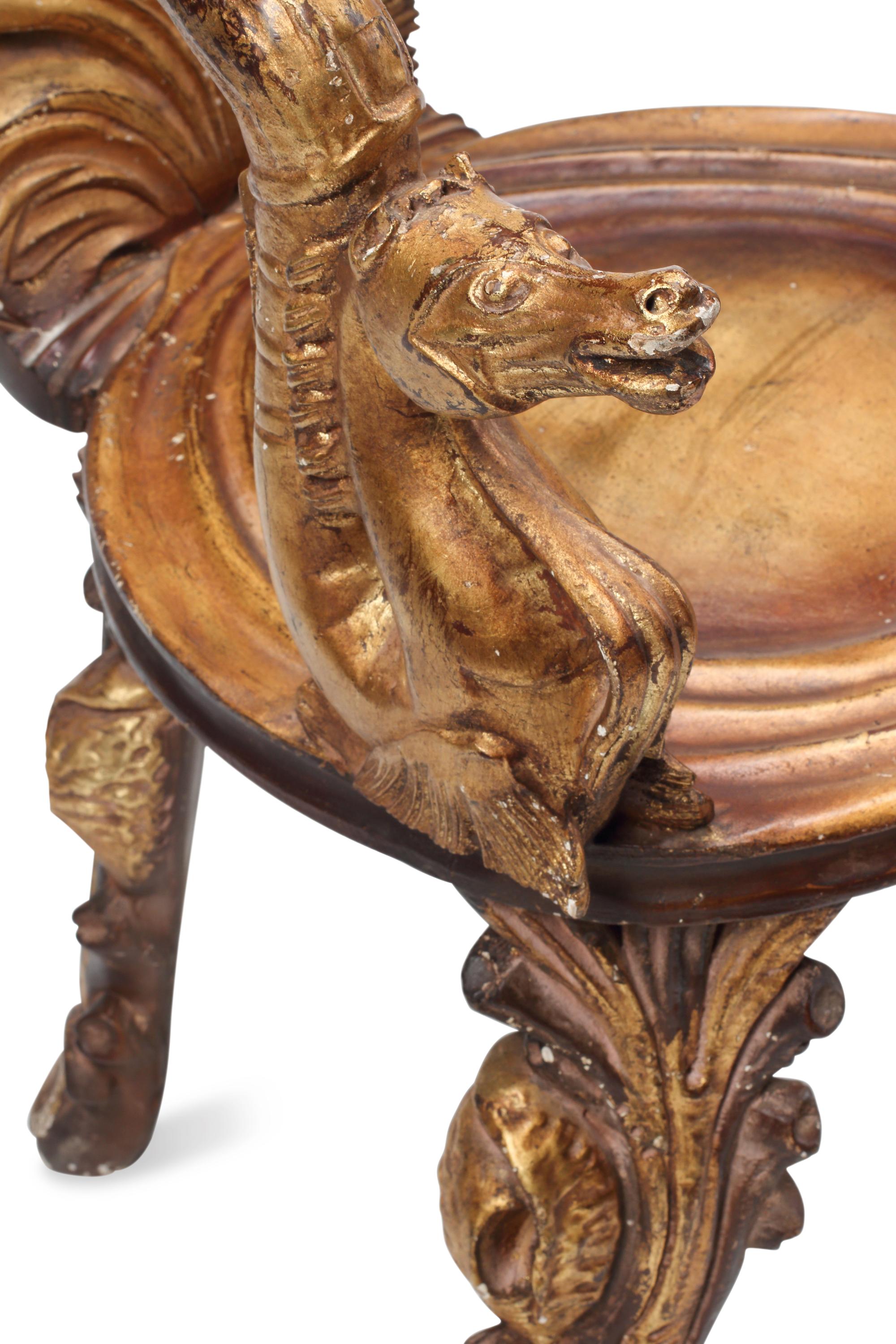 A Pair of Venetian Parcel-Gilt "Grotto" Style Armchairs