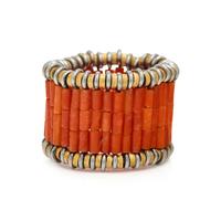 Coral and Yellow Gold Flexible Ring