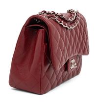 CHANEL, LARGE BURGUNDY DOUBLE FLAP BAG