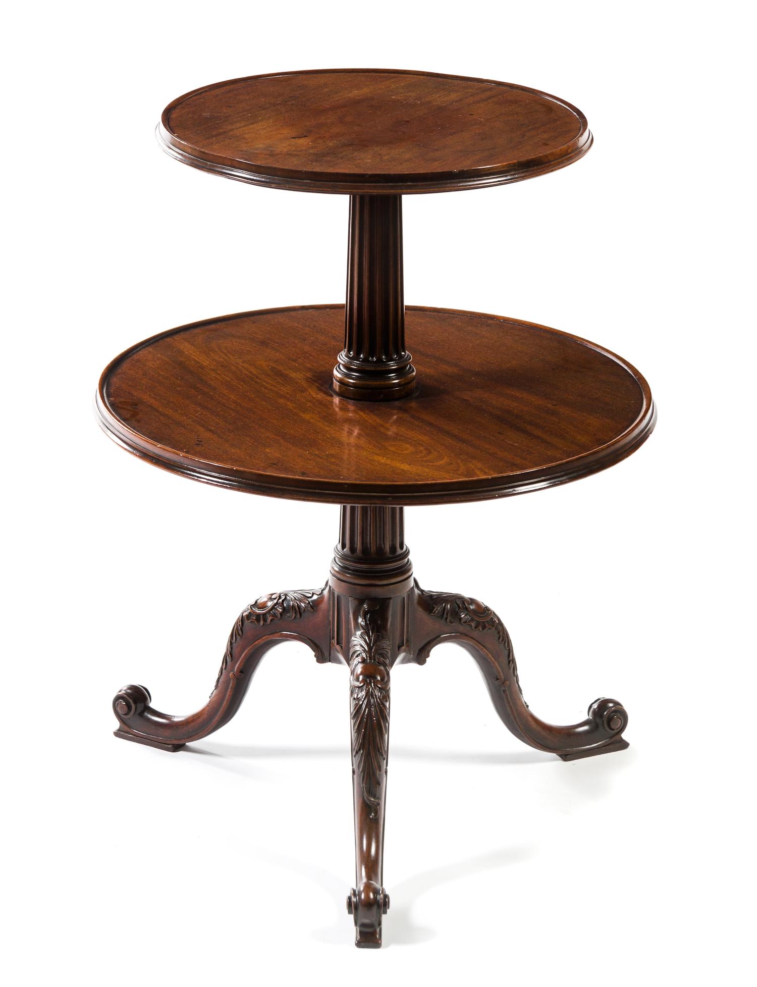 A George II Mahogany Dumbwaiter Height 30 1/4 x diameter 23 1/2 inches. — MID-18TH CENTURY