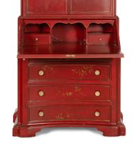 A Queen Anne Style Red-Japanned Bureau Cabinet