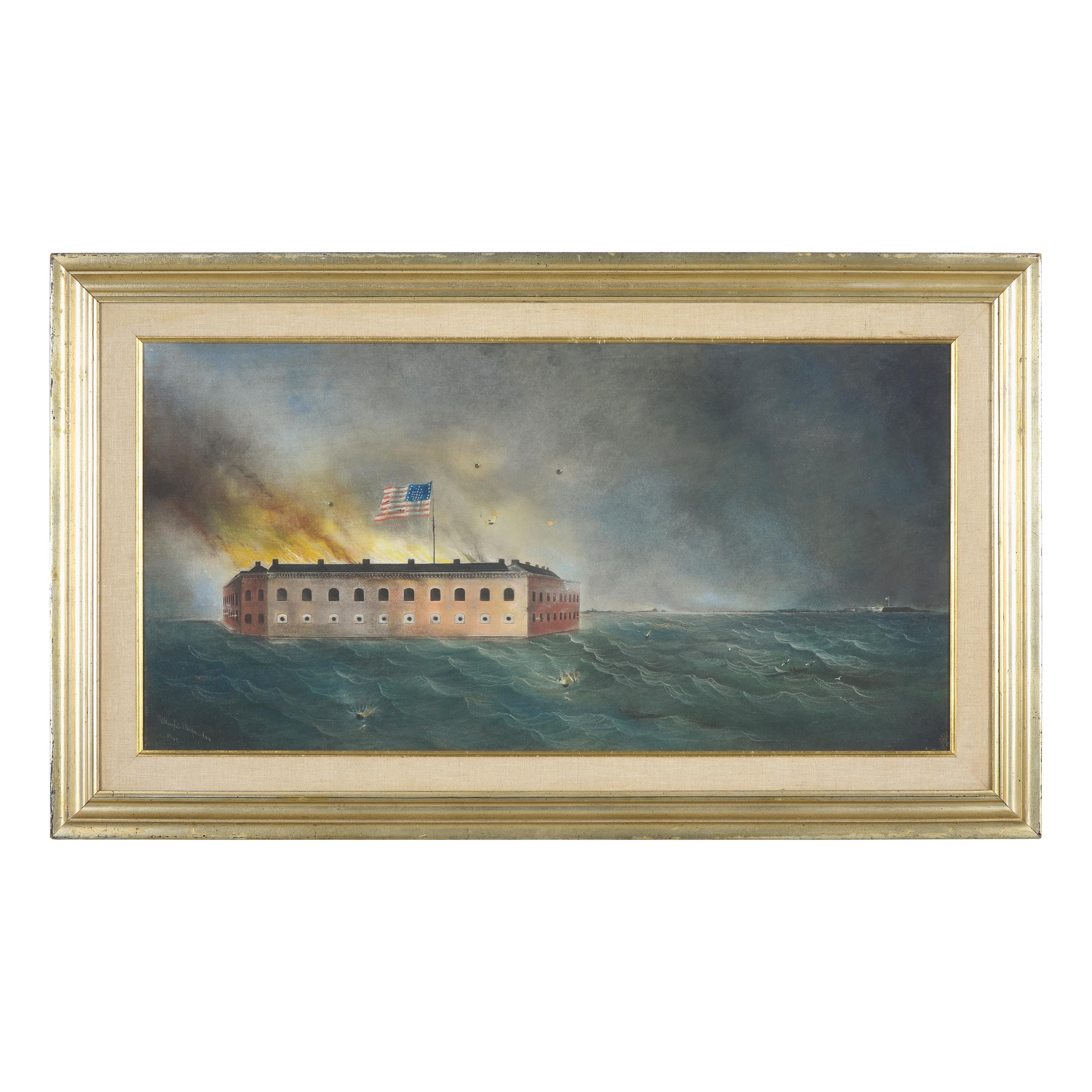 George Douglas Brewertown (1820-1901) — The Bombardment of Fort Sumter, Taken From Fort Moultrie, Charleston Harbor