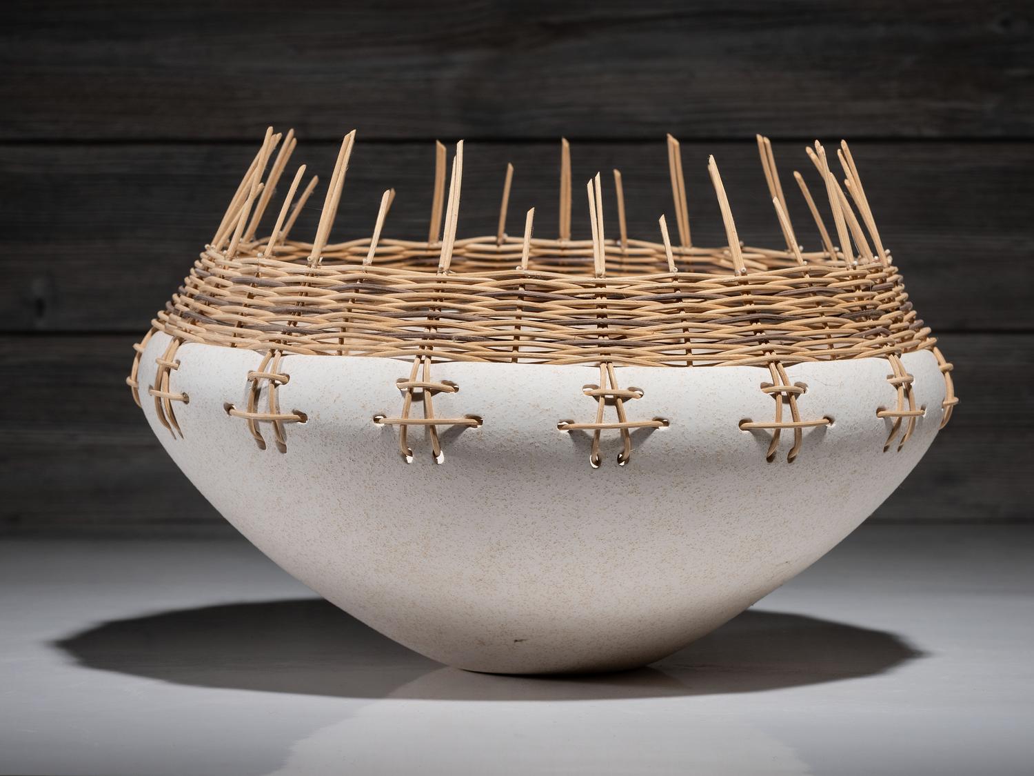 Pottery Bowl with Basketry Rim