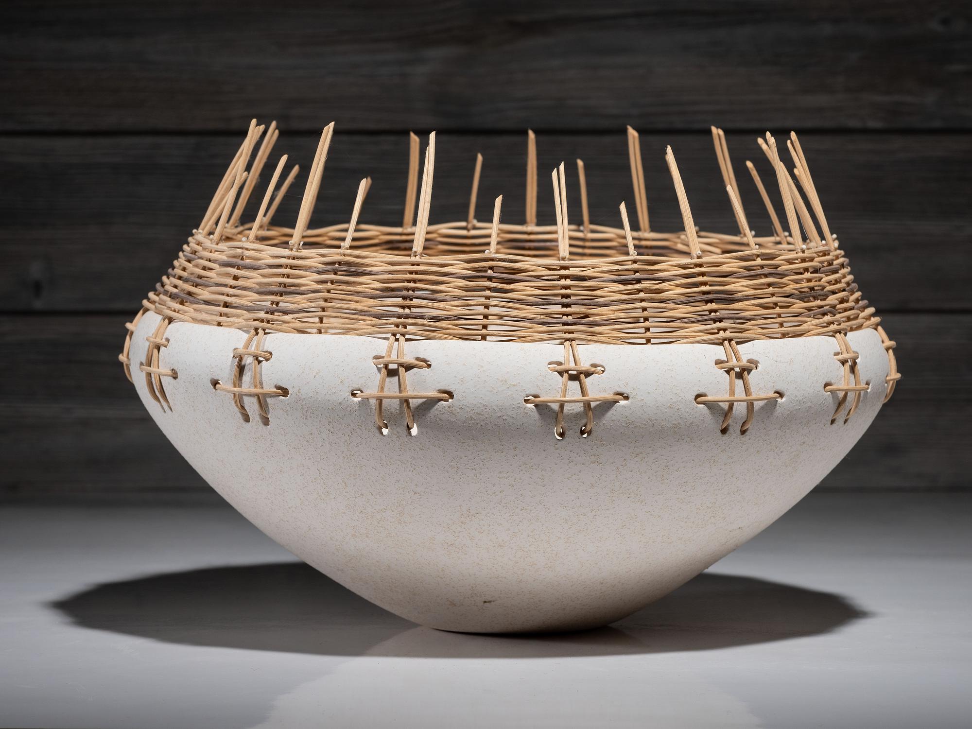 Pottery Bowl with Basketry Rim