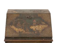 An English Dark Green Japanned Slant Front Desk