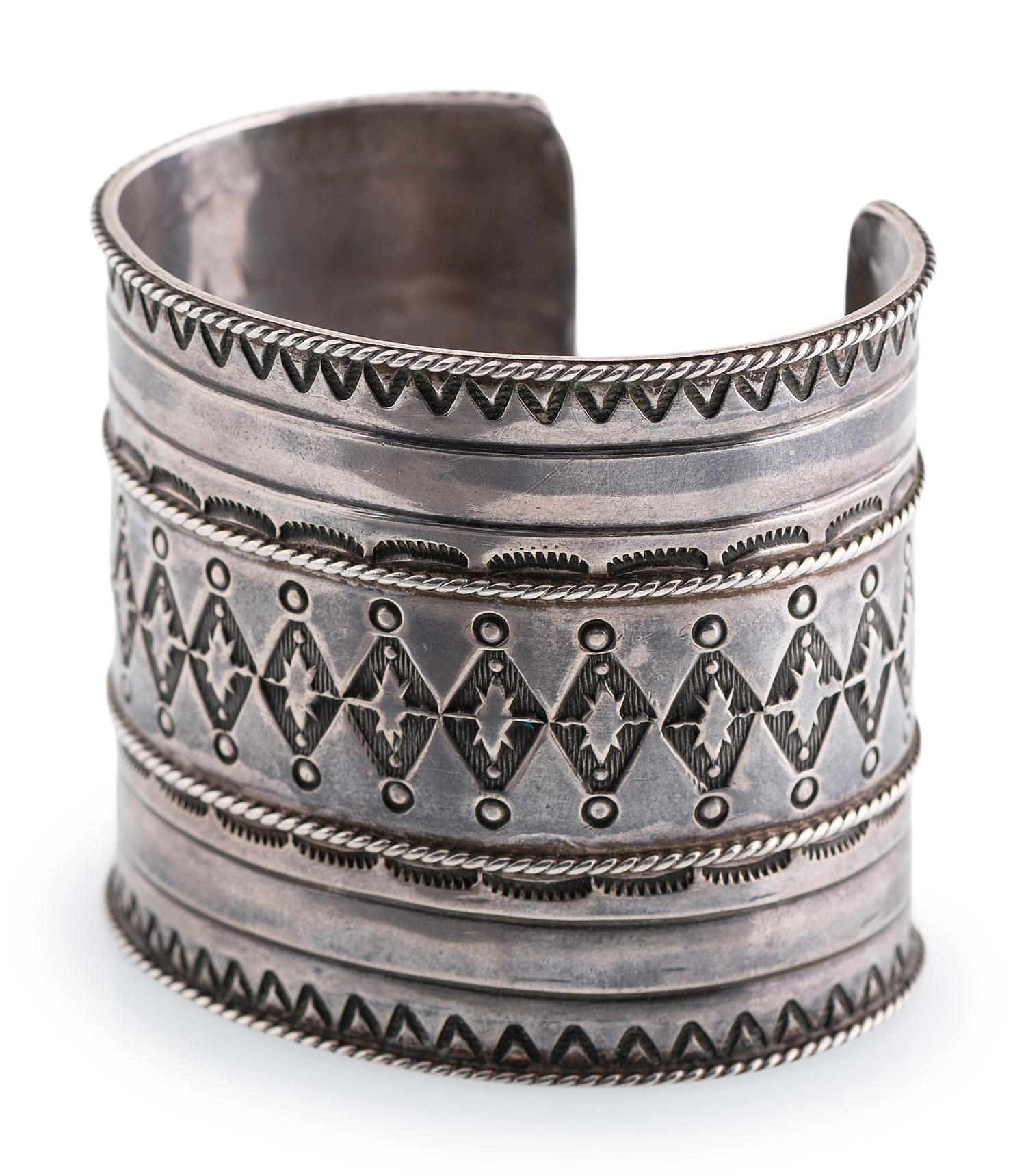 Wide Heavily Stamped Cuff Bracelet