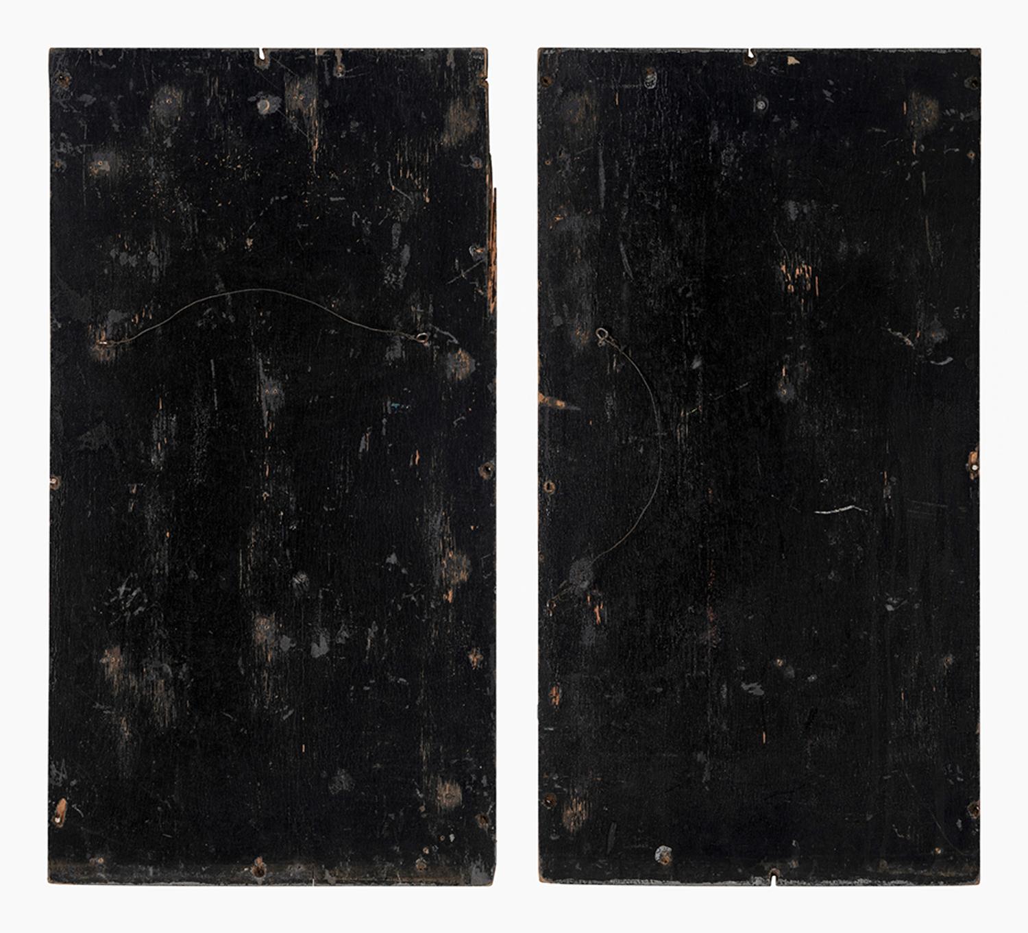 A Pair Of Carved and Black-Painted Hearse Panels