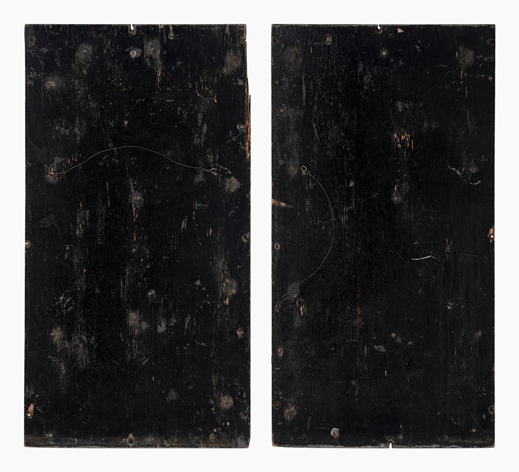 A Pair Of Carved and Black-Painted Hearse Panels
