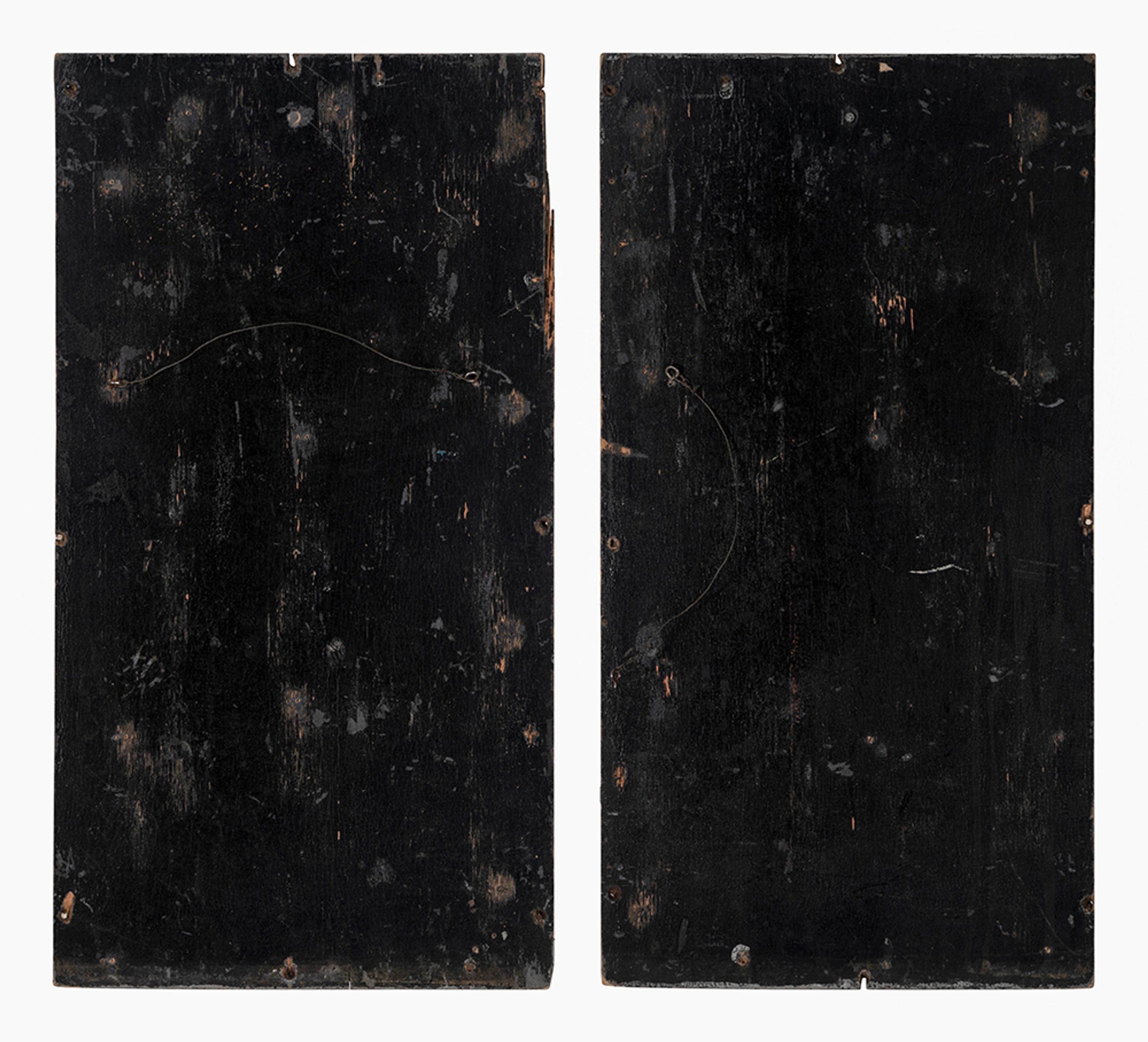 A Pair Of Carved and Black-Painted Hearse Panels