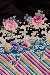 A Set of Aubergine Satin Ground Embroidered Silk Lady's Robe and Skirt