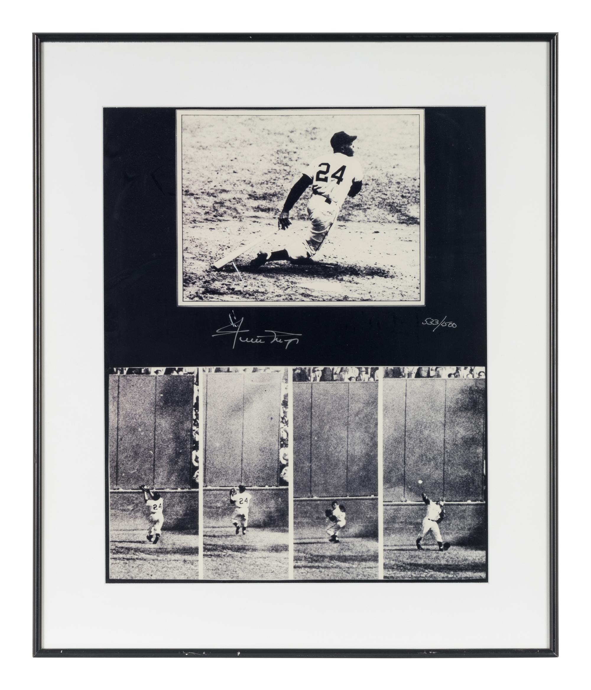 A Group of Willie Mays 1954 World Series "The Catch" Signed Autograph Displays (Beckett Authentication Services Letter),