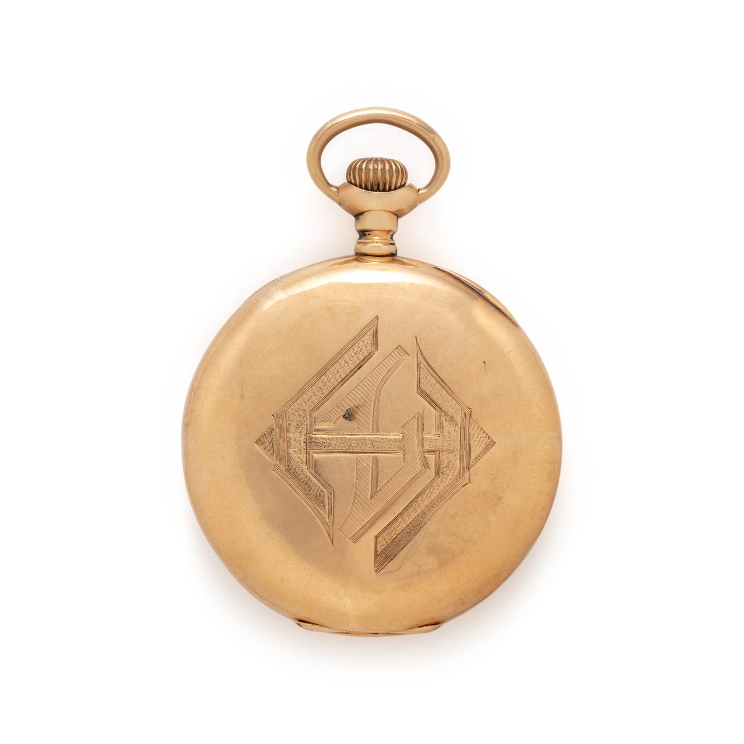 WALTHAM, 14K YELLOW GOLD OPEN FACE POCKET WATCH