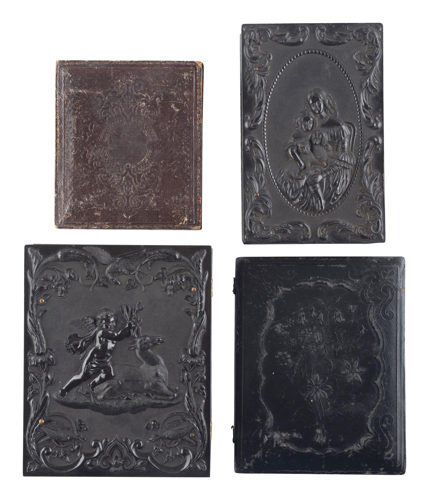 [EARLY PHOTOGRAPHY]. A group of 12 daguerreotypes, ambrotypes, and tintypes of couples housed in 8 cases, including some Union cases.