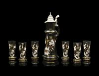 A Bohemian Enameled Glass Drink Service