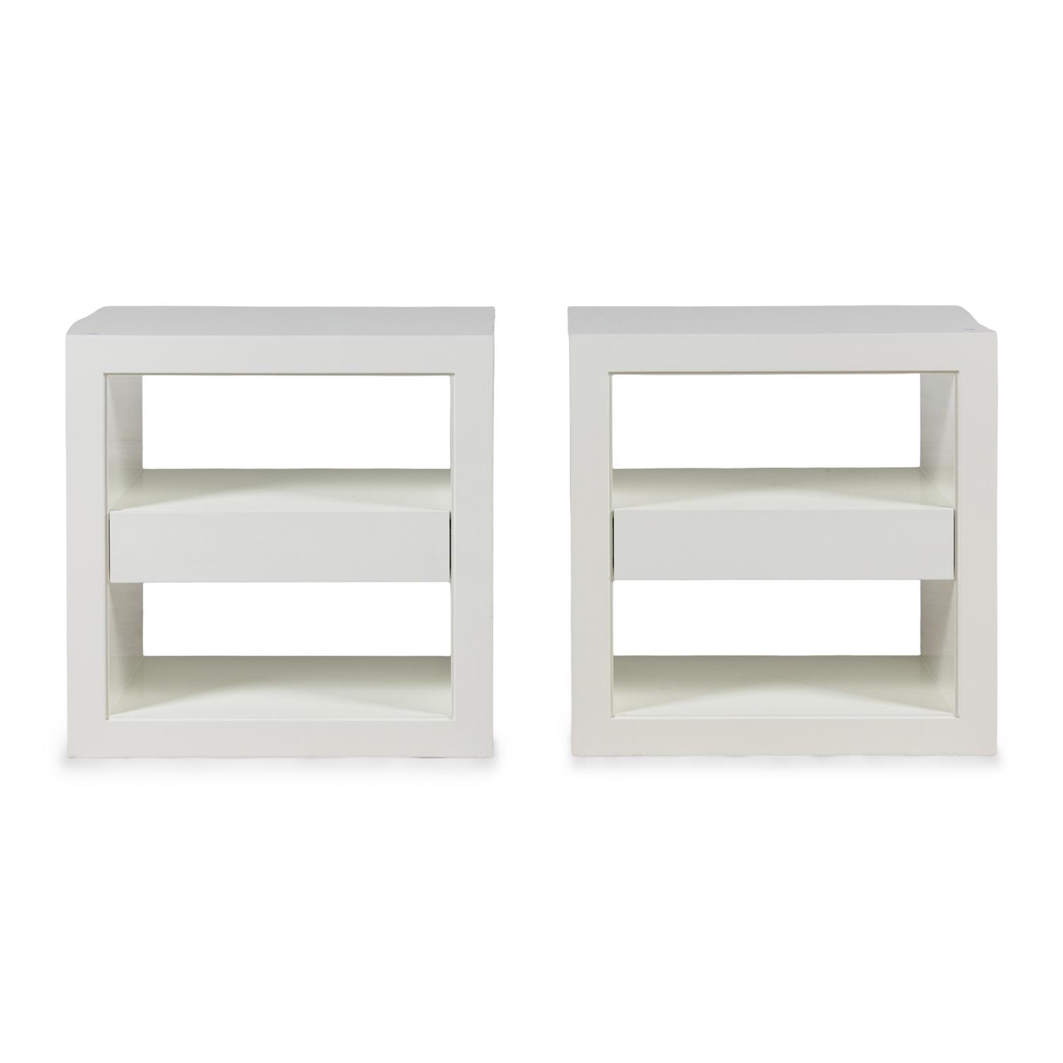 A Pair of Contemporary White Side Tables